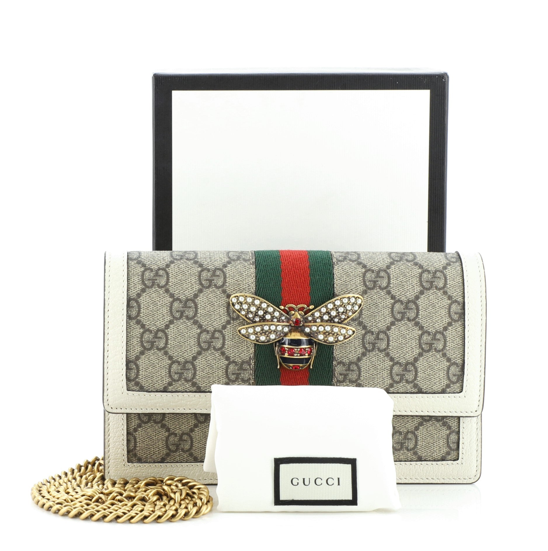 Queen Margaret Chain Wallet GG Coated Canvas Mini