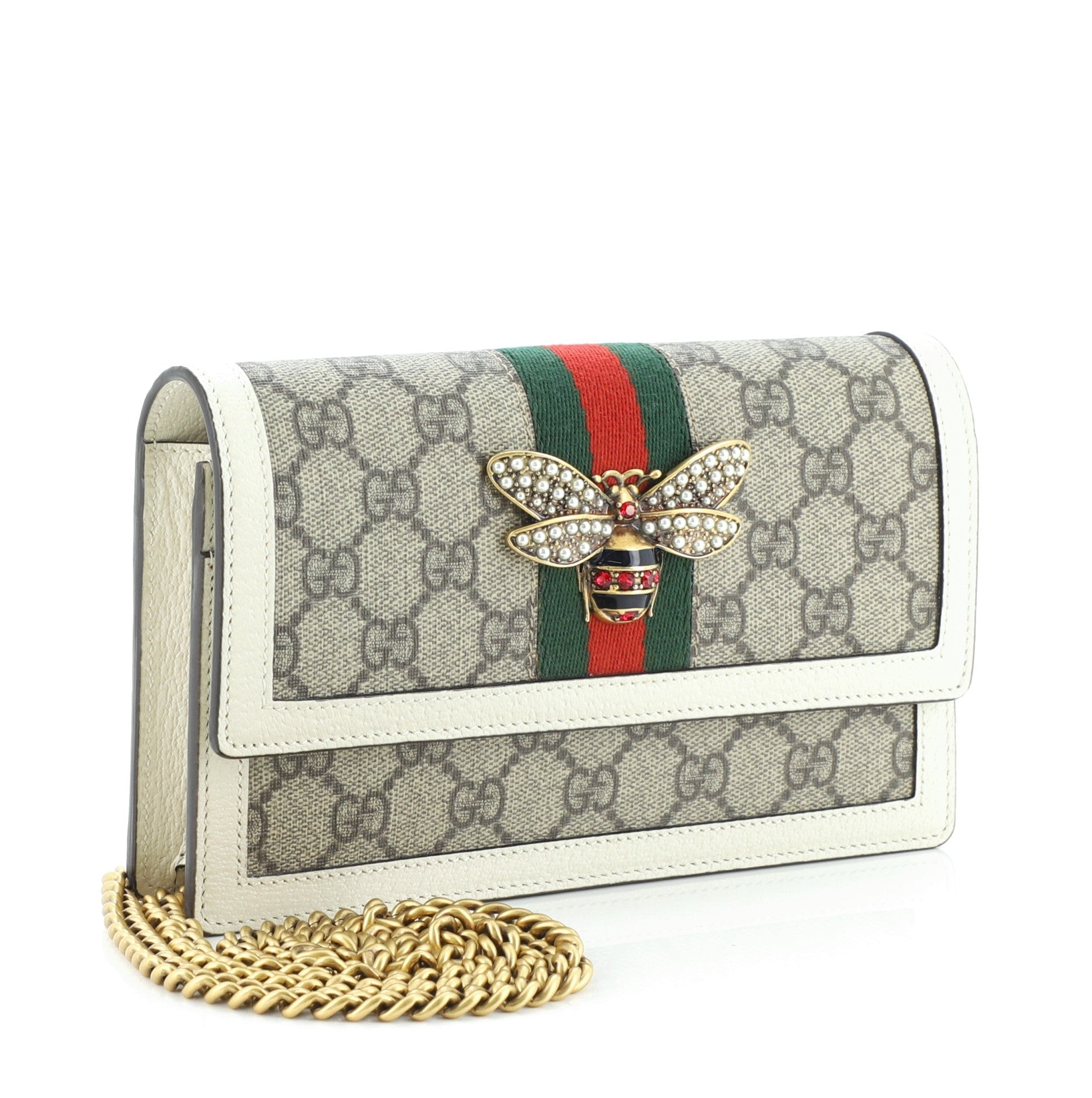 Queen Margaret Chain Wallet GG Coated Canvas Mini