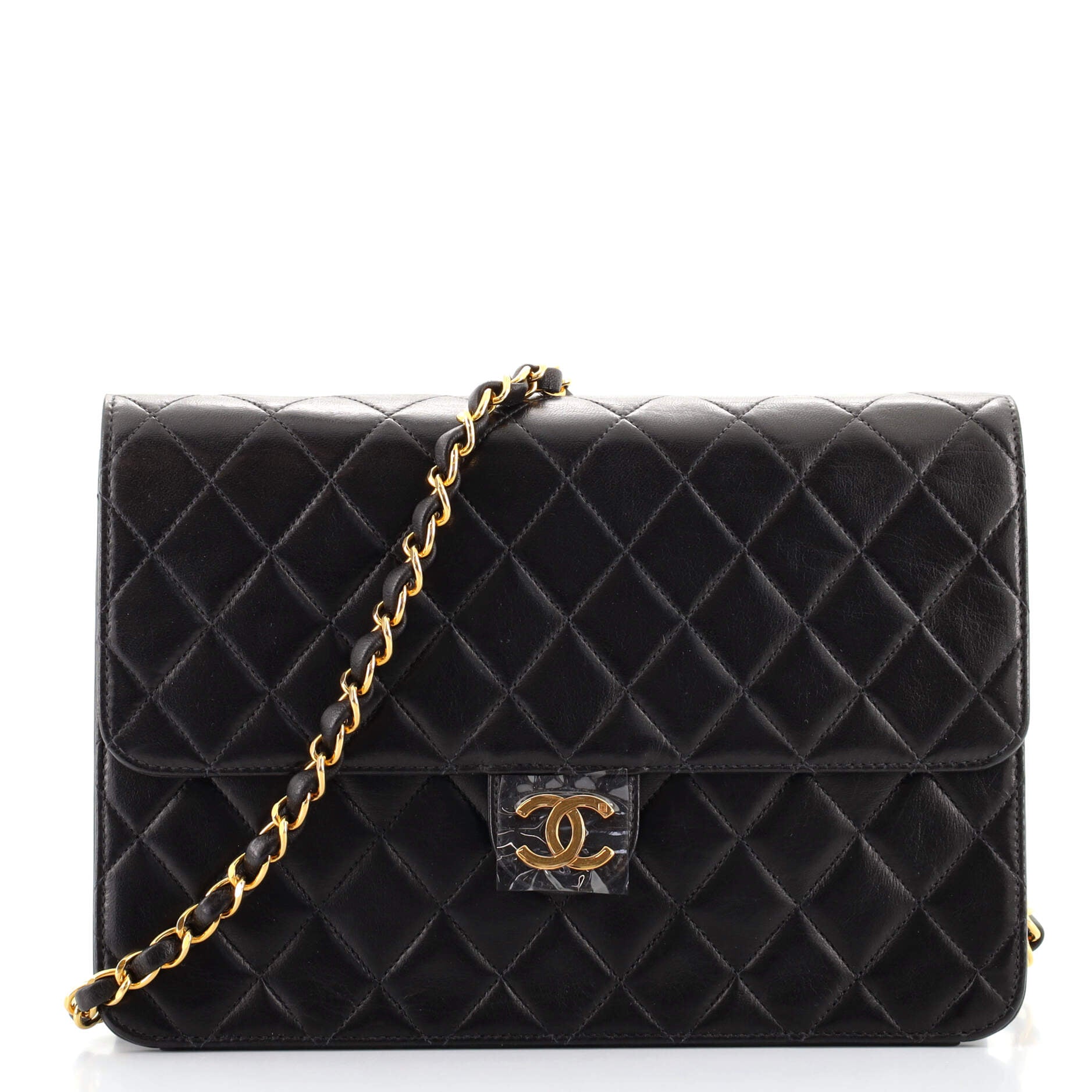 Vintage Clutch with Chain Quilted Leather Medium