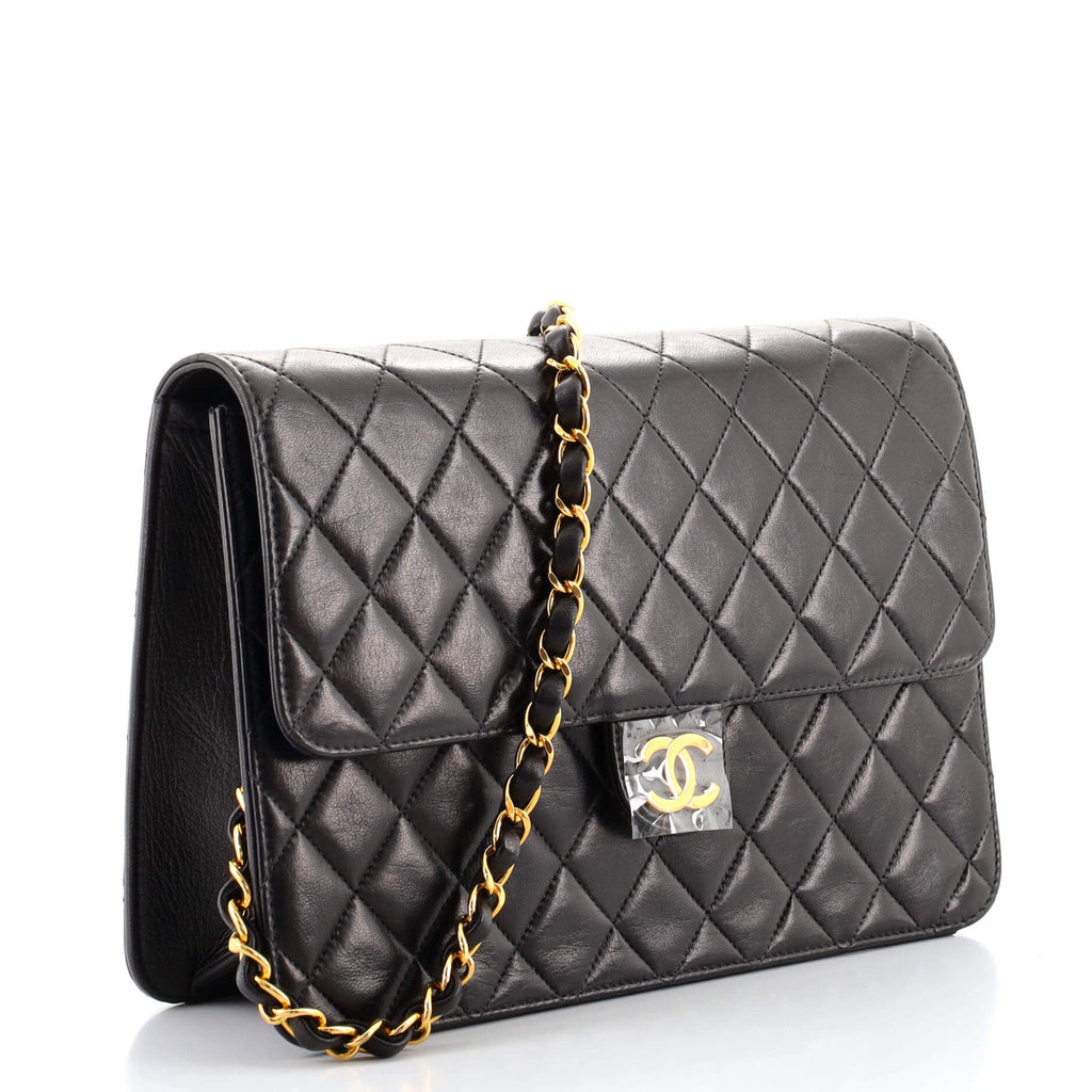 Vintage Clutch with Chain Quilted Leather Medium