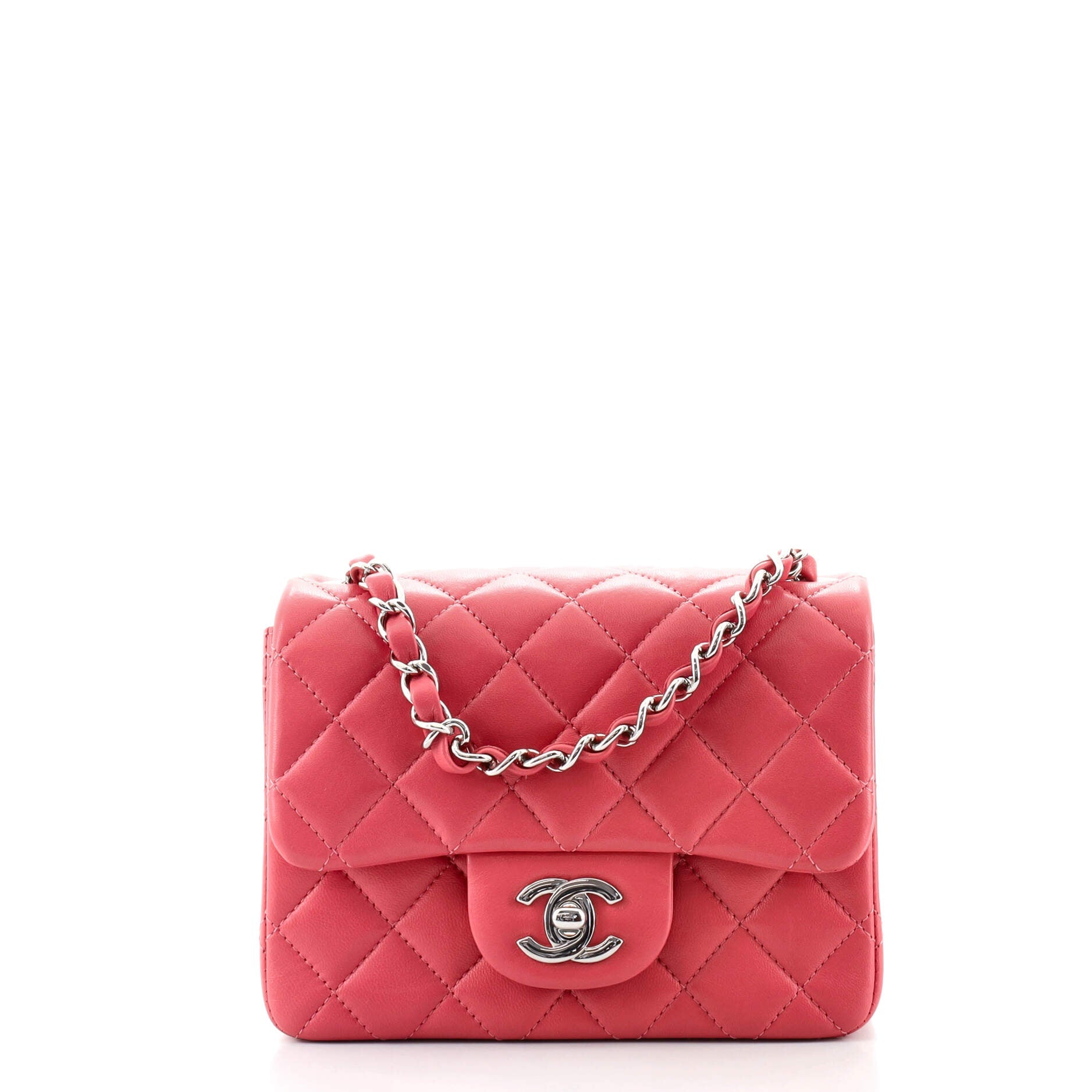 Square Classic Single Flap Bag Quilted Lambskin Mini