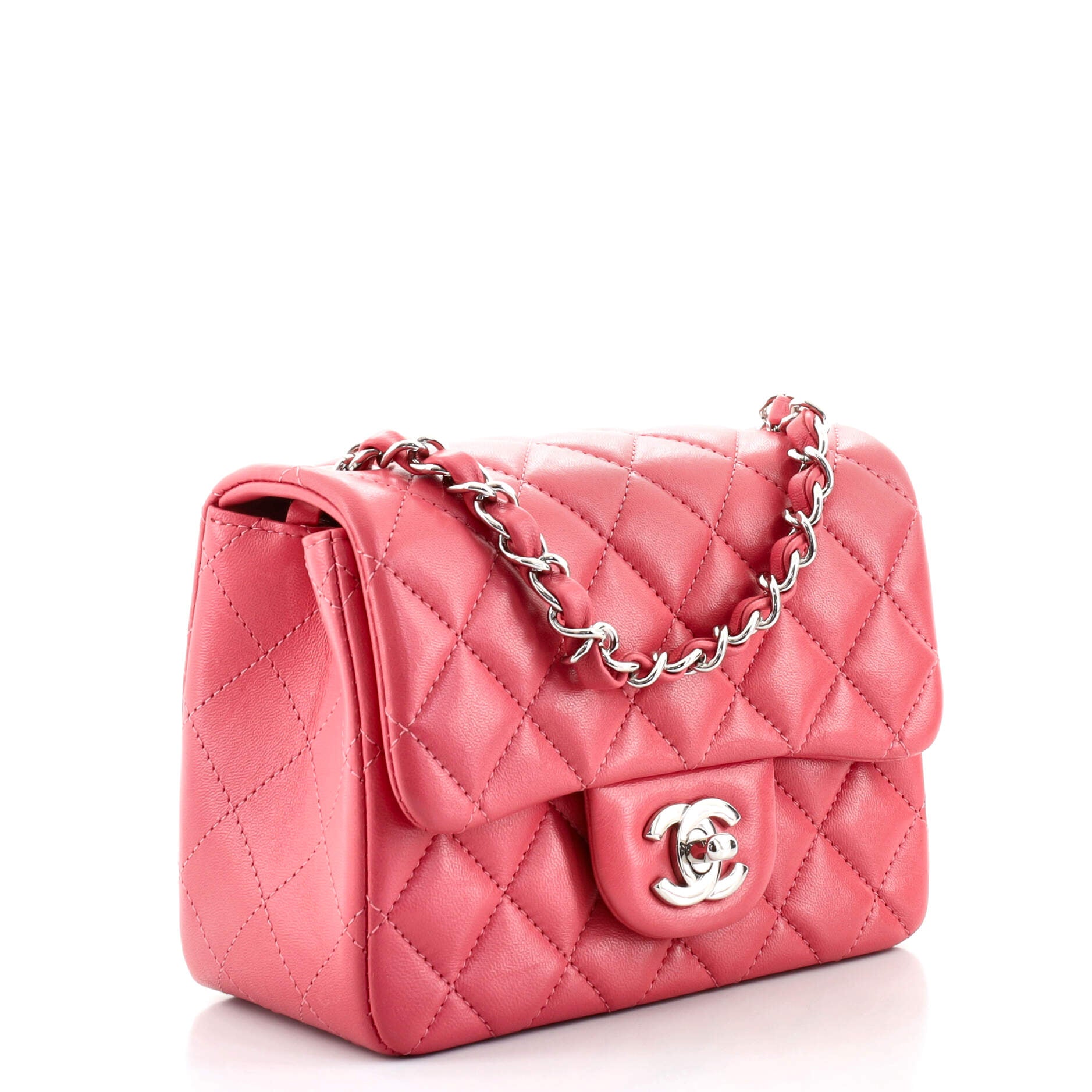 Square Classic Single Flap Bag Quilted Lambskin Mini