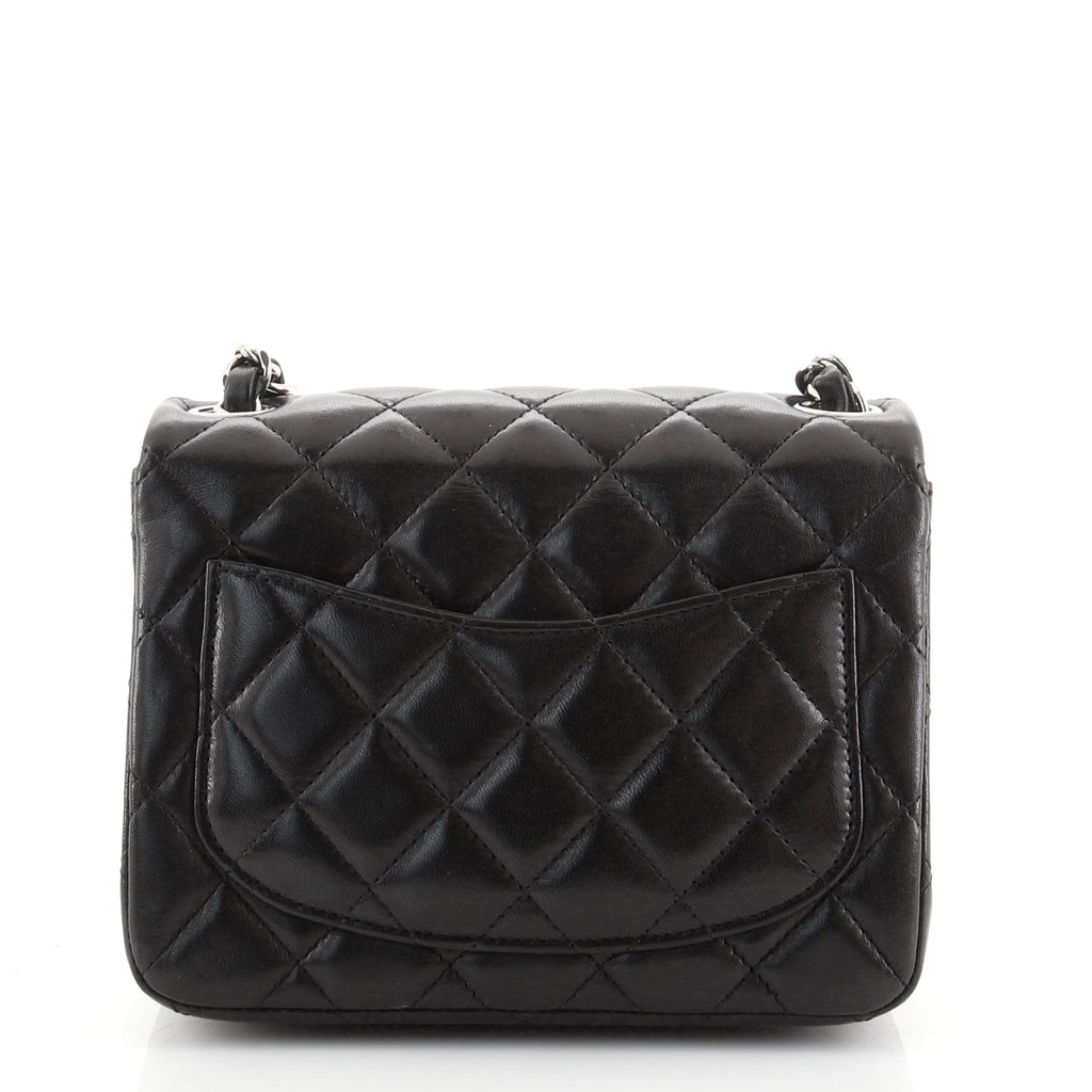 Square Classic Single Flap Bag Quilted Lambskin Mini