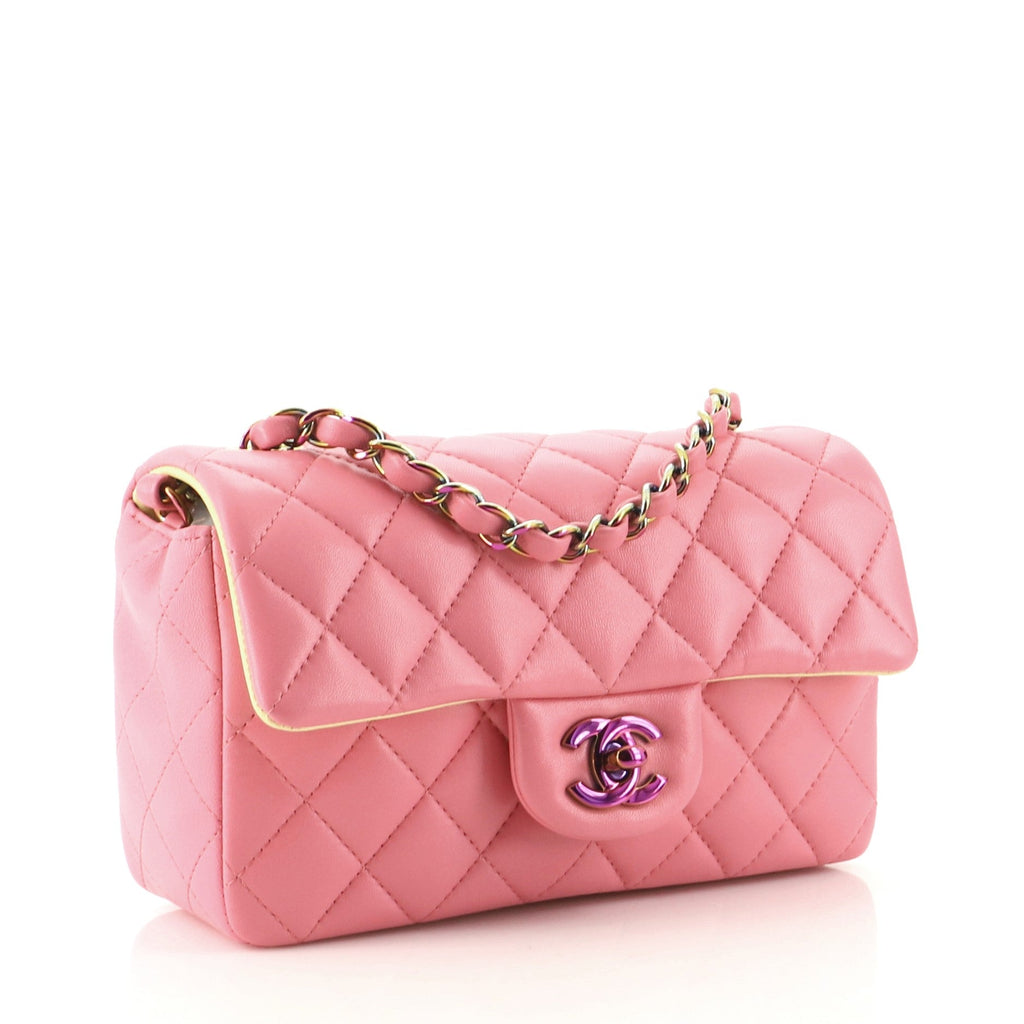 Classic Single Flap Bag Quilted Lambskin with Rainbow Hardware Mini