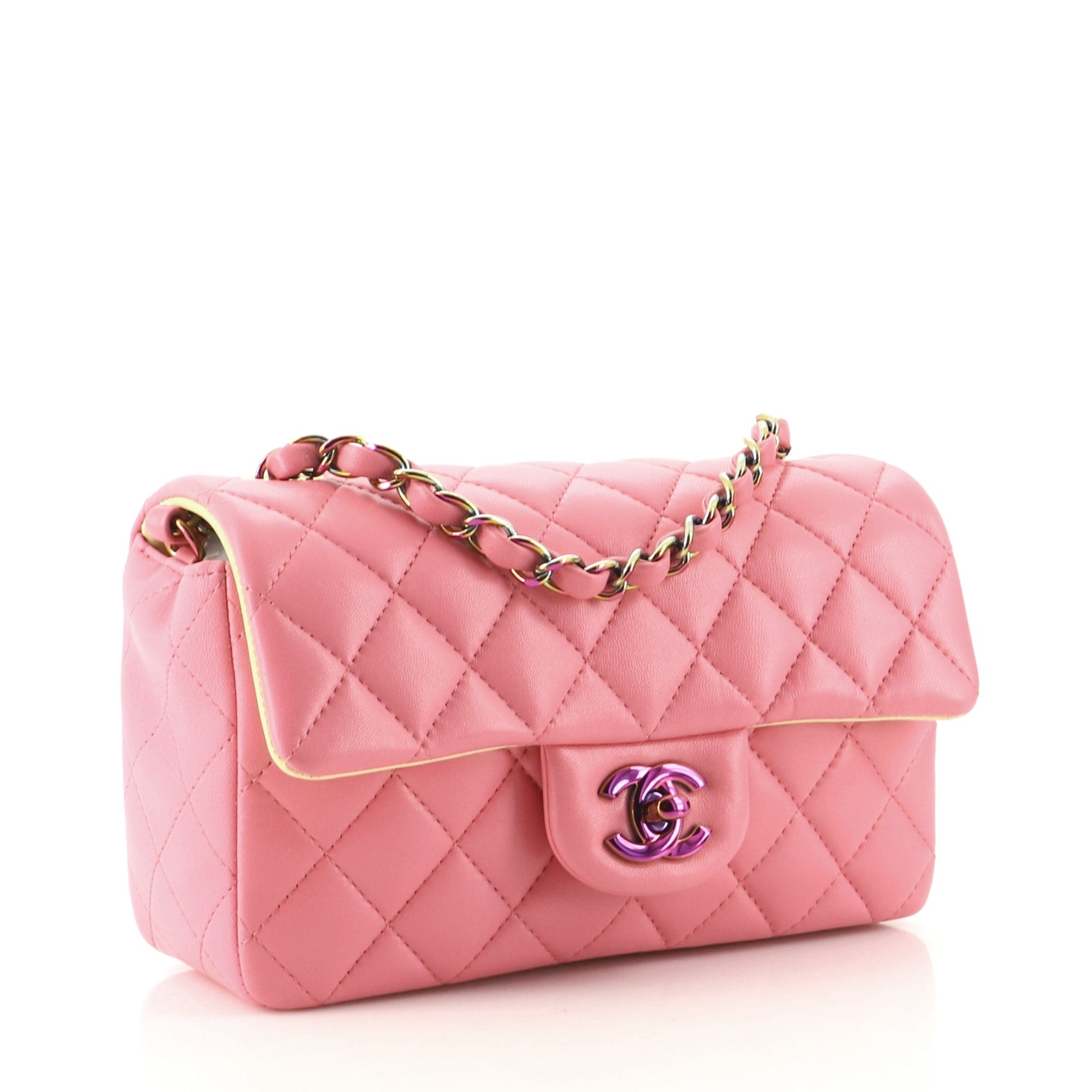 Classic Single Flap Bag Quilted Lambskin with Rainbow Hardware Mini