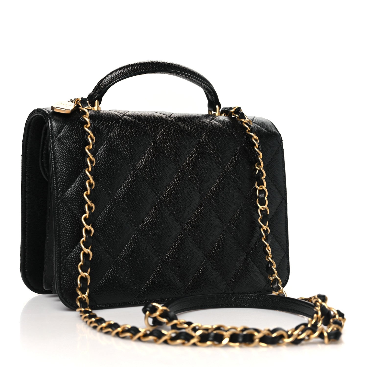 Caviar Quilted Mini Top Handle Flap Black