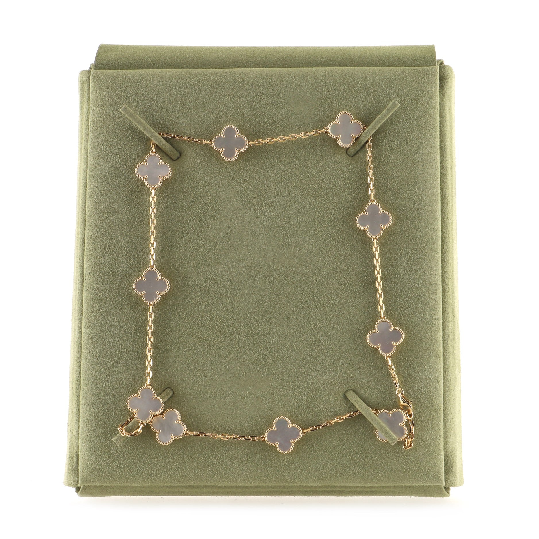 Vintage Alhambra 10 Motifs Necklace 18K Yellow Gold and Mother of Pearl
