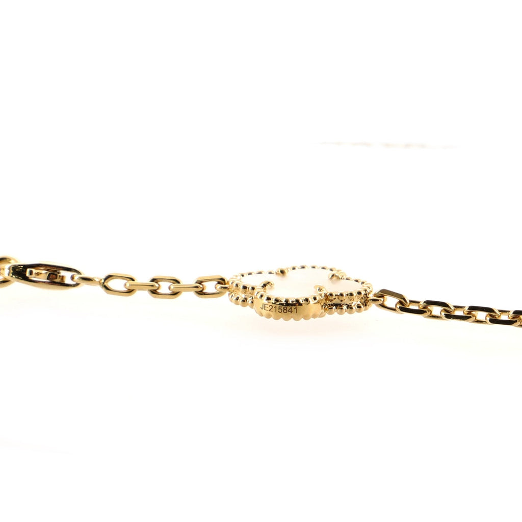 Vintage Alhambra 10 Motifs Necklace 18K Yellow Gold and Mother of Pearl