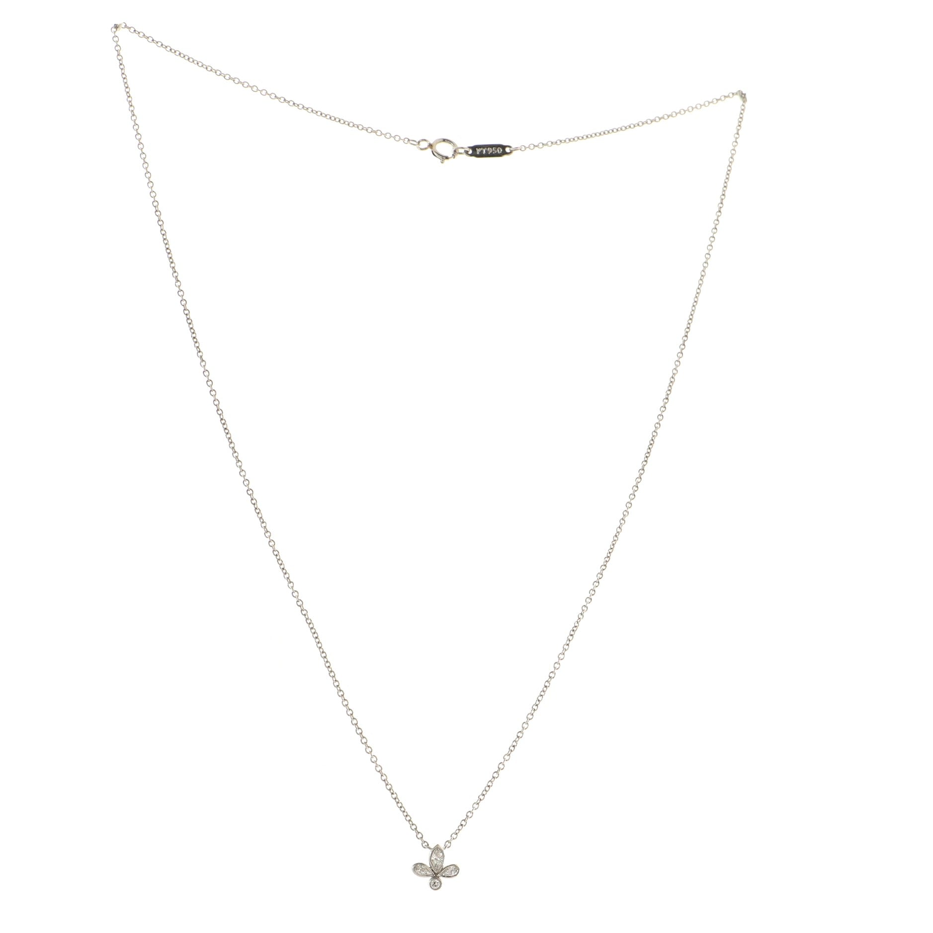 Fleur de Lis Pendant Necklace Platinum and Diamonds Mini