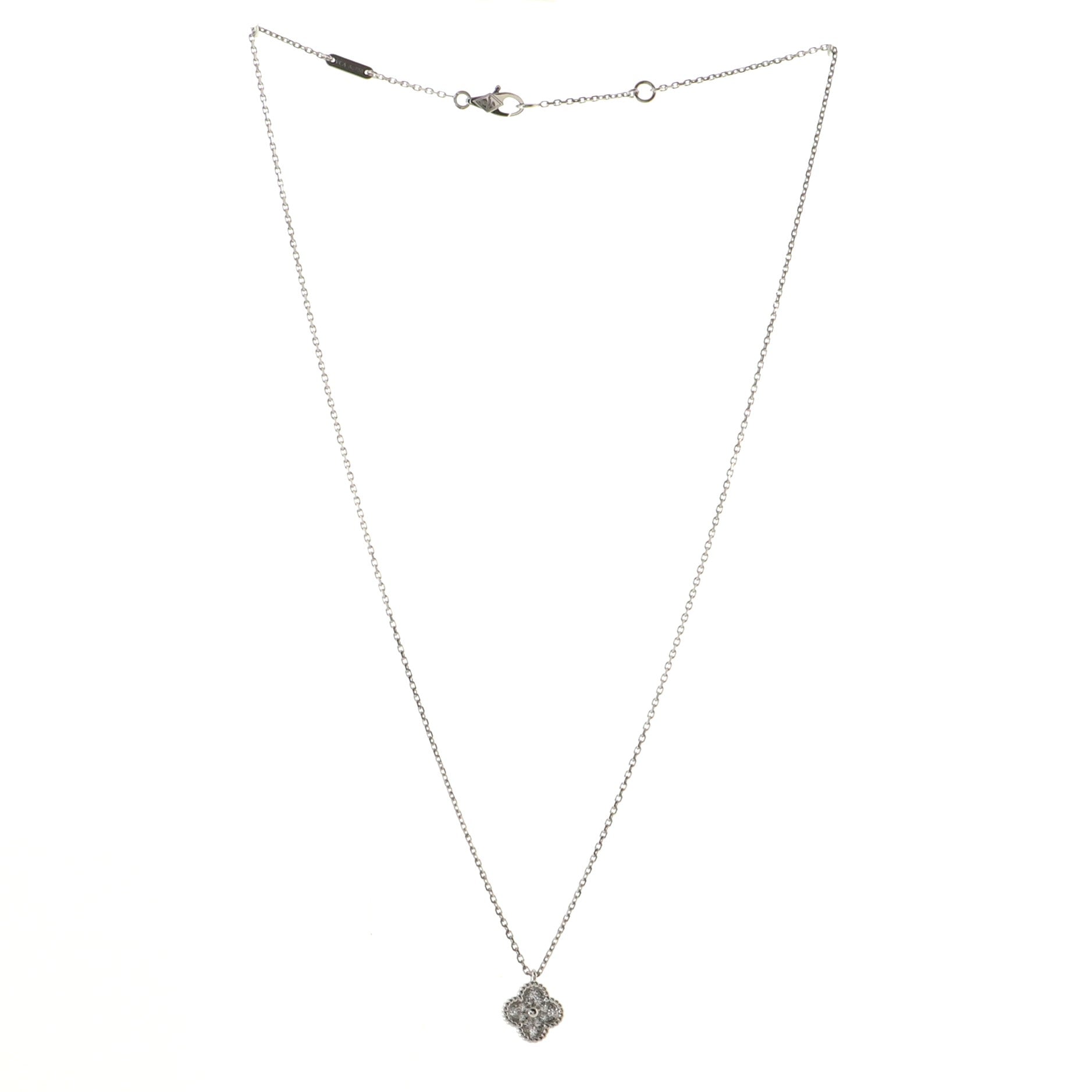 Sweet Alhambra Pendant Necklace 18K White Gold with Diamonds