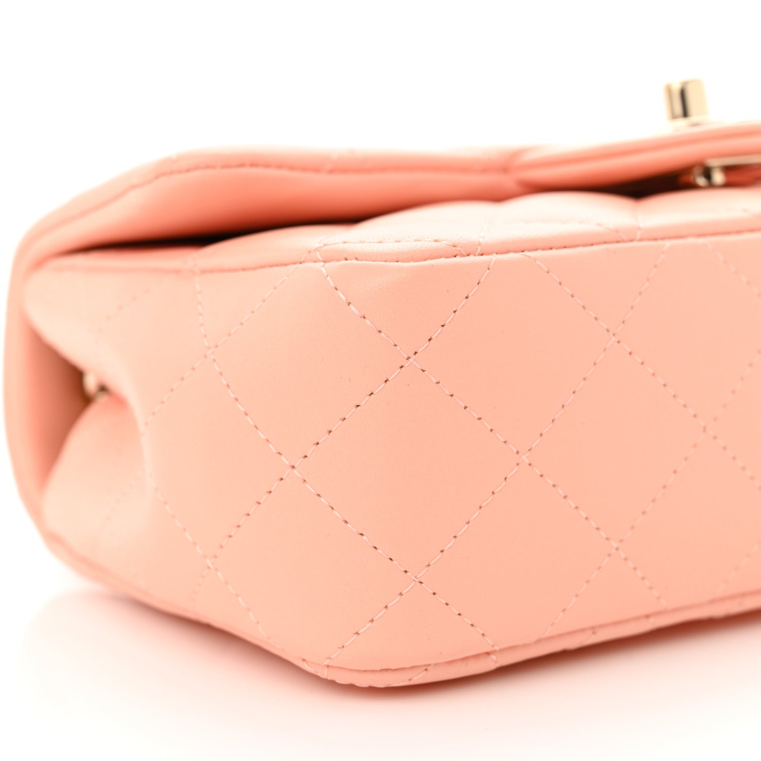 Lambskin Quilted Mini Rectangular Flap Light Pink