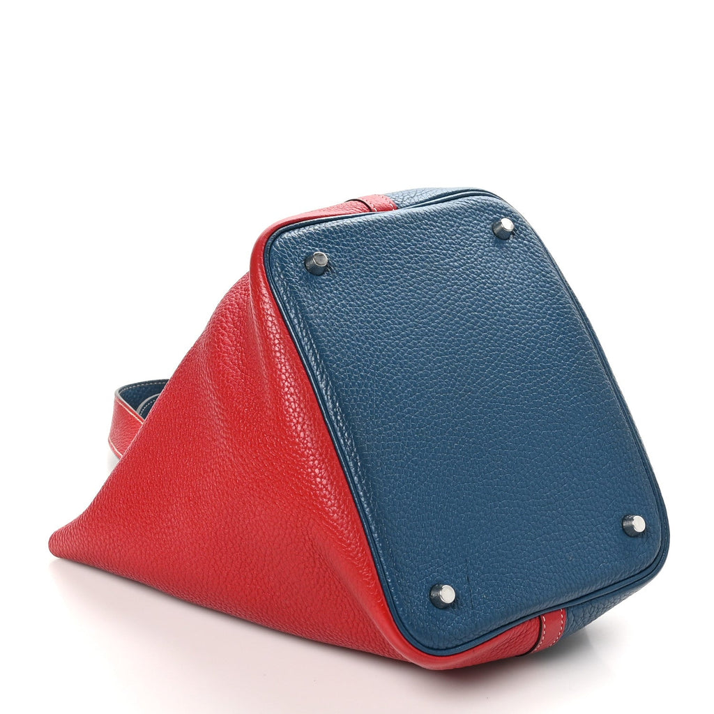 Taurillon Clemence Picotin Lock 22 MM Rouge Casaque Bleu Thalassa