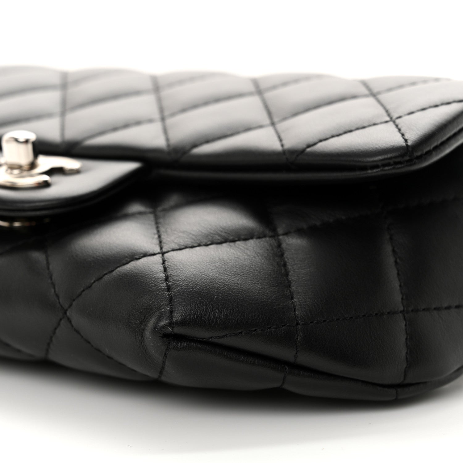 Calfskin Quilted CC Uniform Flap Belt Bag Black