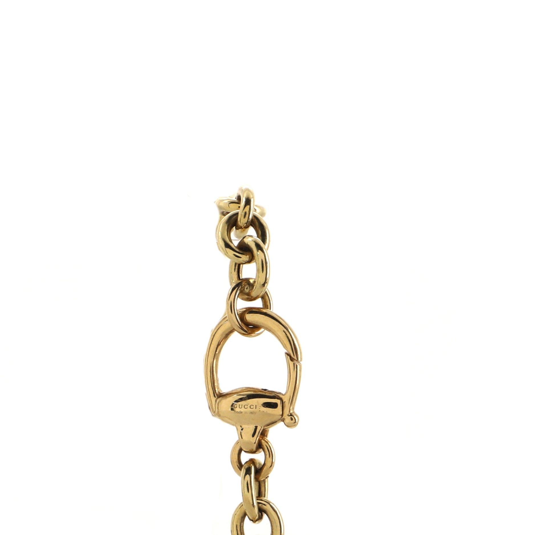 Horsebit Pendant Necklace 18K Yellow Gold with Diamonds Large