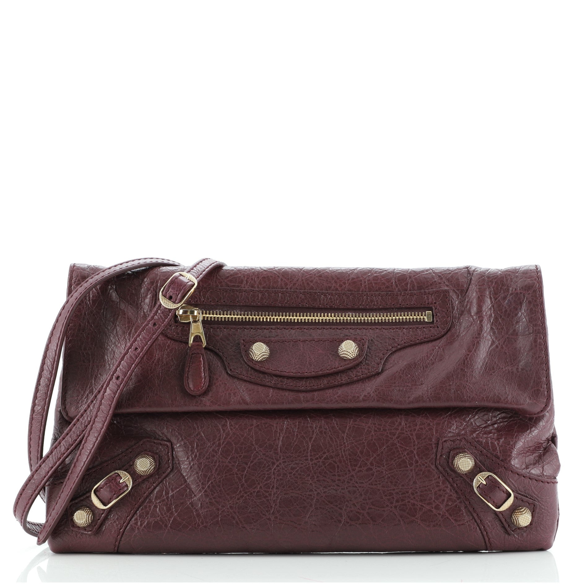 Giant Studs Envelope Strap Clutch Leather