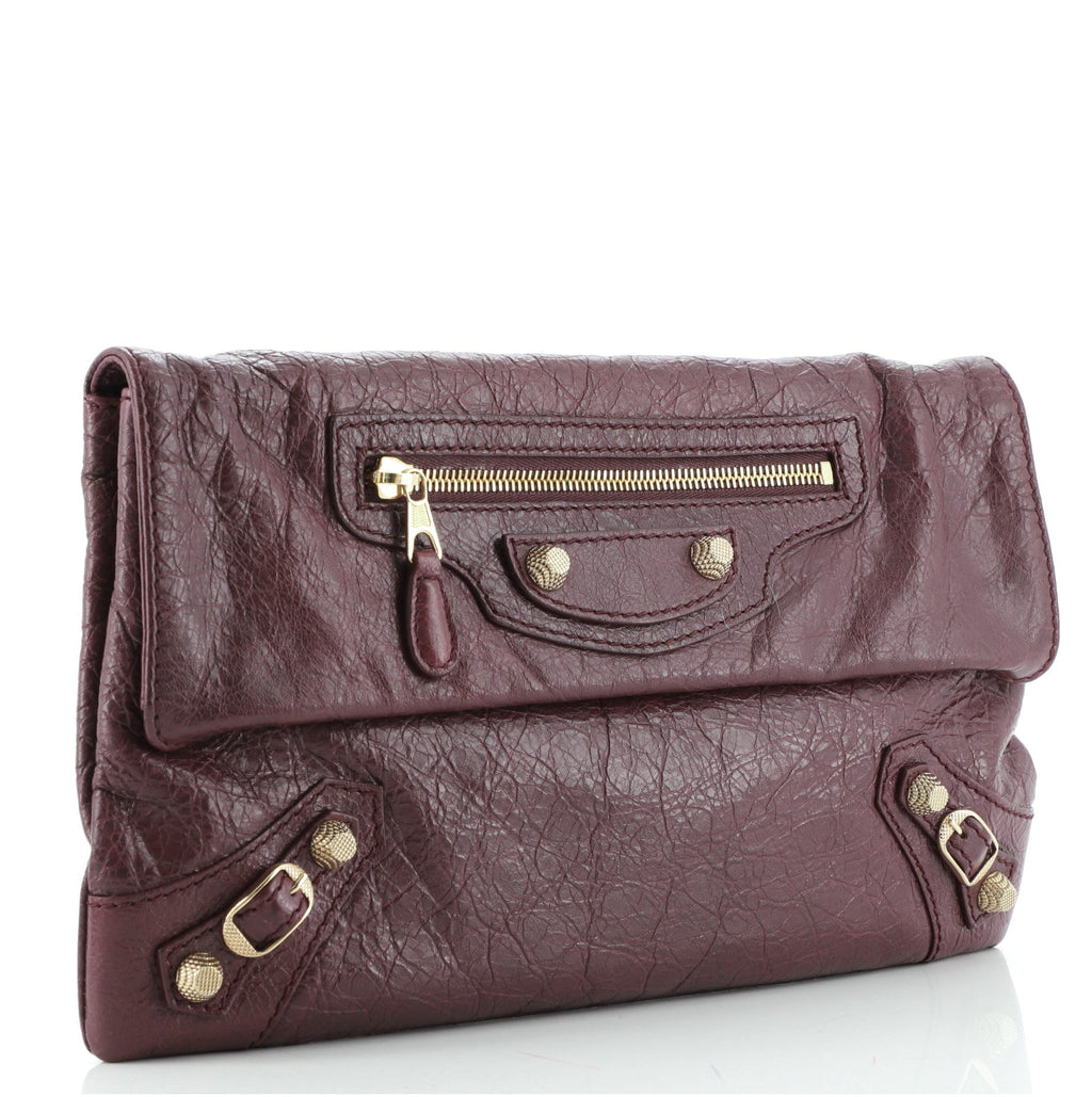 Giant Studs Envelope Strap Clutch Leather