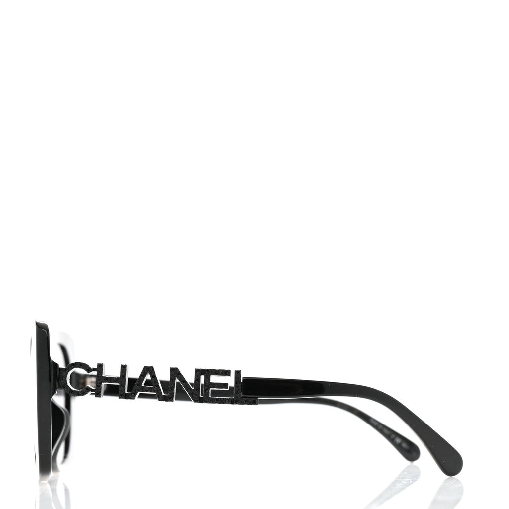 Acetate Strass Polarized Square Sunglasses 5422-B Black