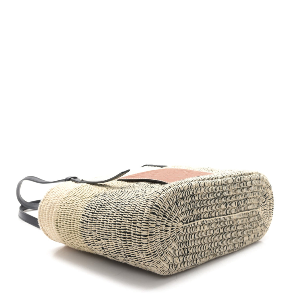 Raffia Square Small Basket Tote Bag Ombre Black
