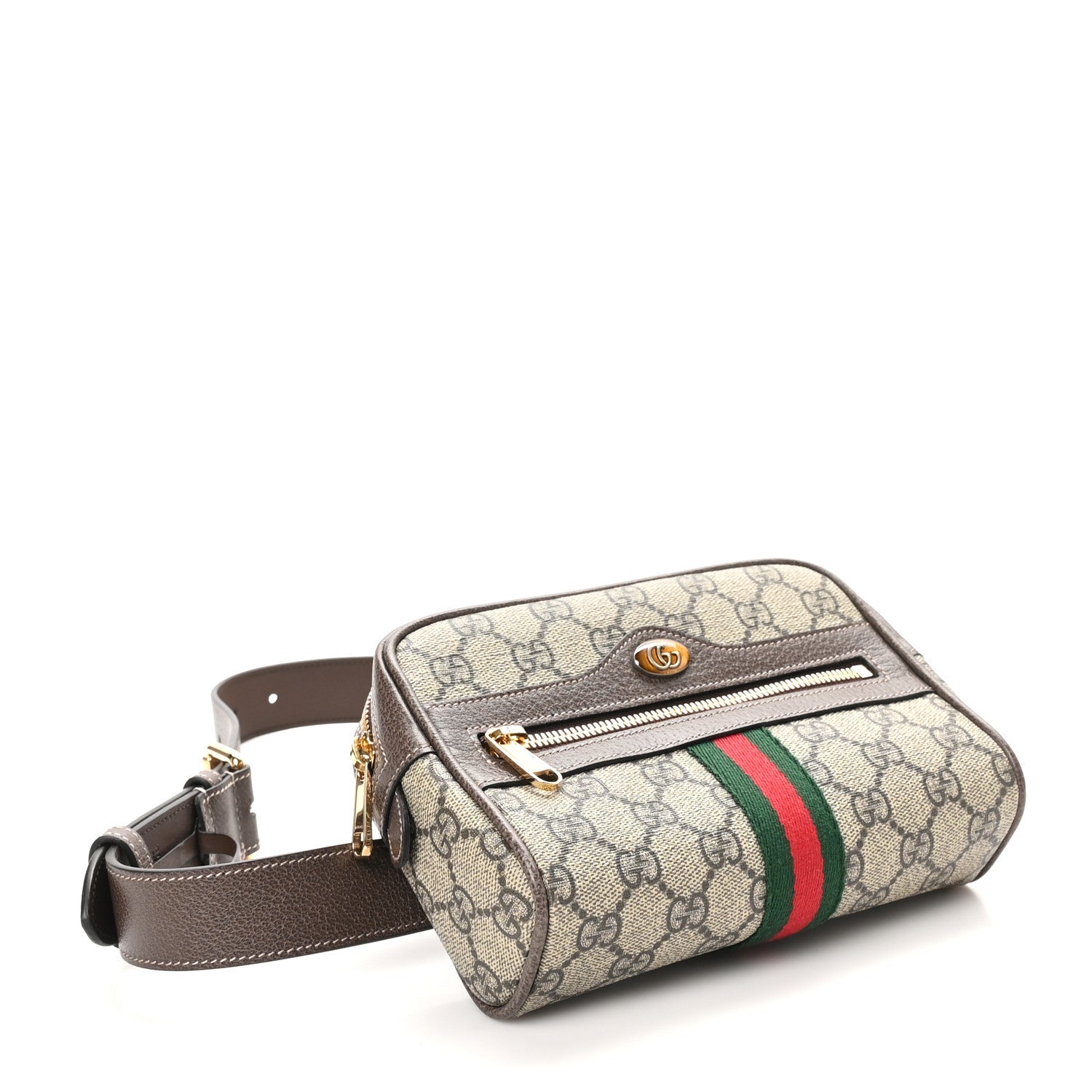 GG Supreme Monogram Web Small Ophidia Belt Bag 85 34 Dark Brown