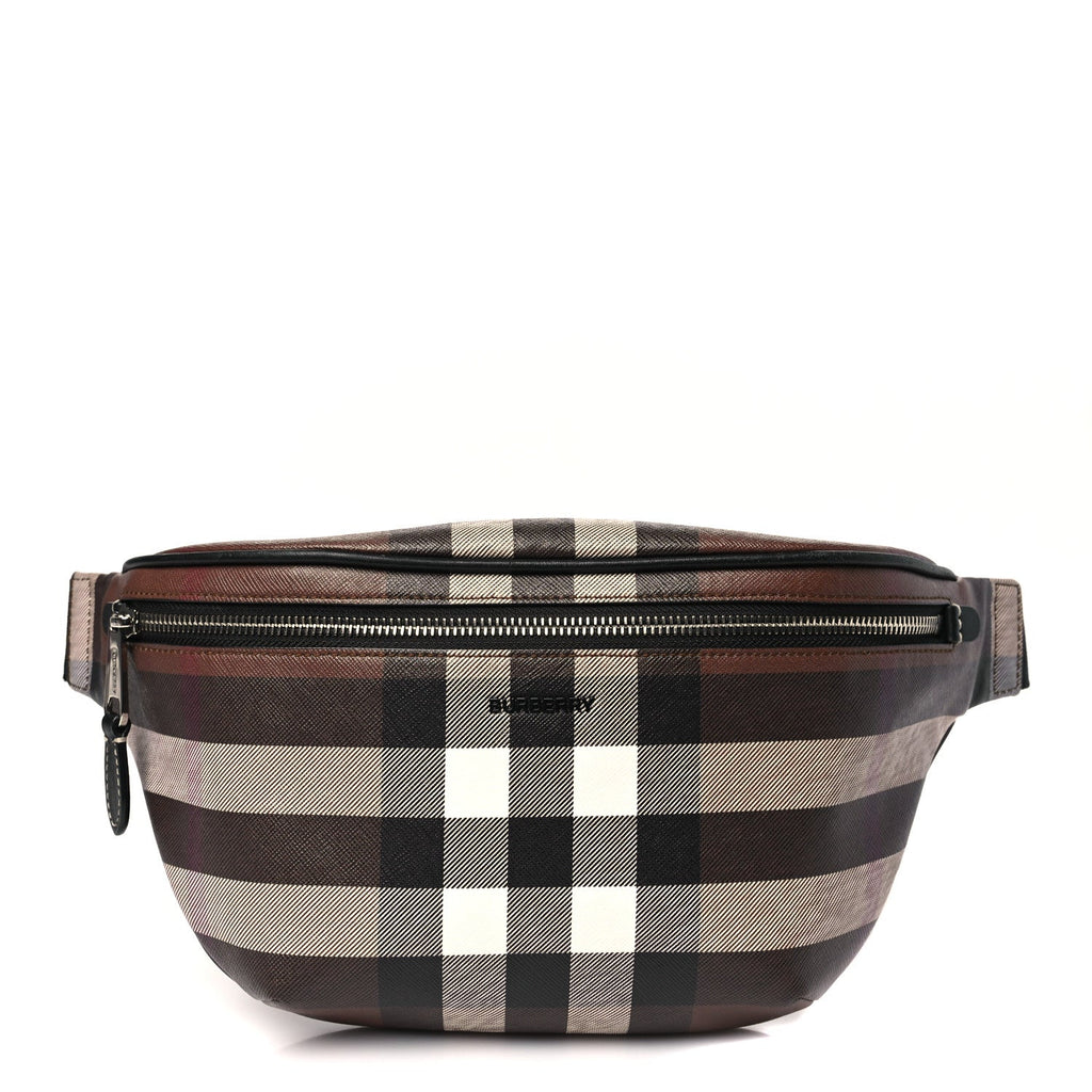 E-canvas Check Cason Bum Bag Dark Birch Brown