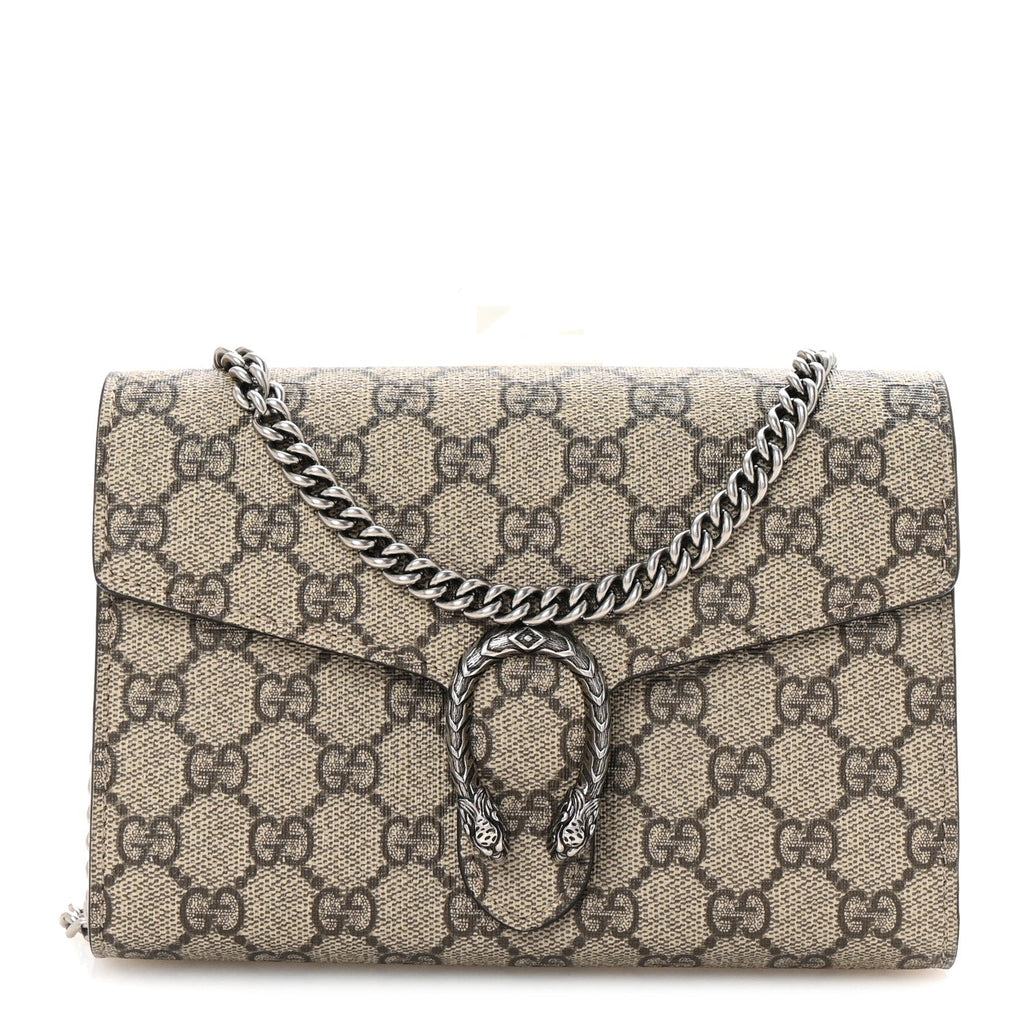 GG Supreme Monogram Mini Dionysus Chain Wallet Beige Taupe