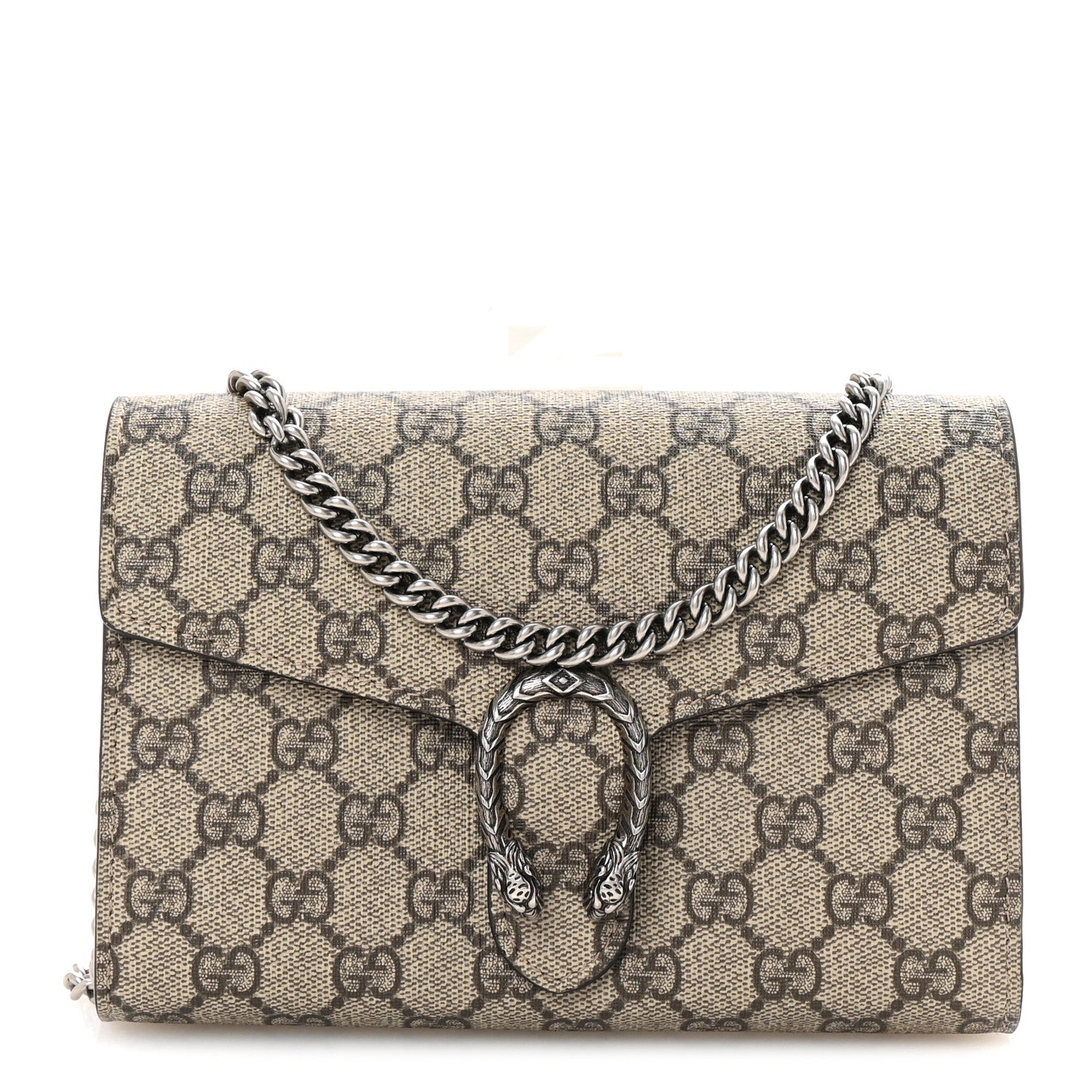 GG Supreme Monogram Mini Dionysus Chain Wallet Beige Taupe