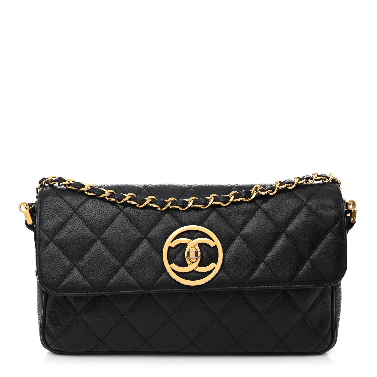 Caviar Quilted East West CC Flap Black