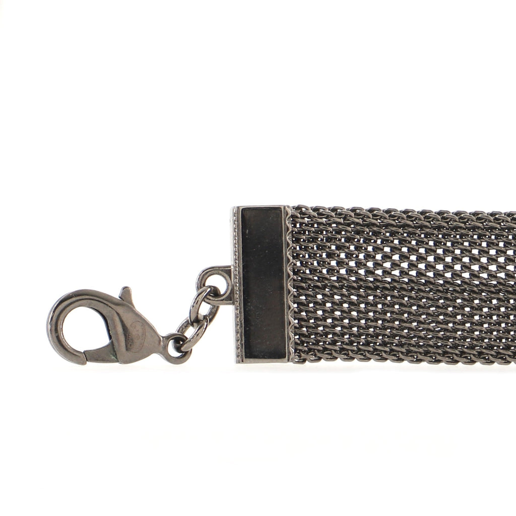 Logo Mesh Choker Necklace Metal Thin