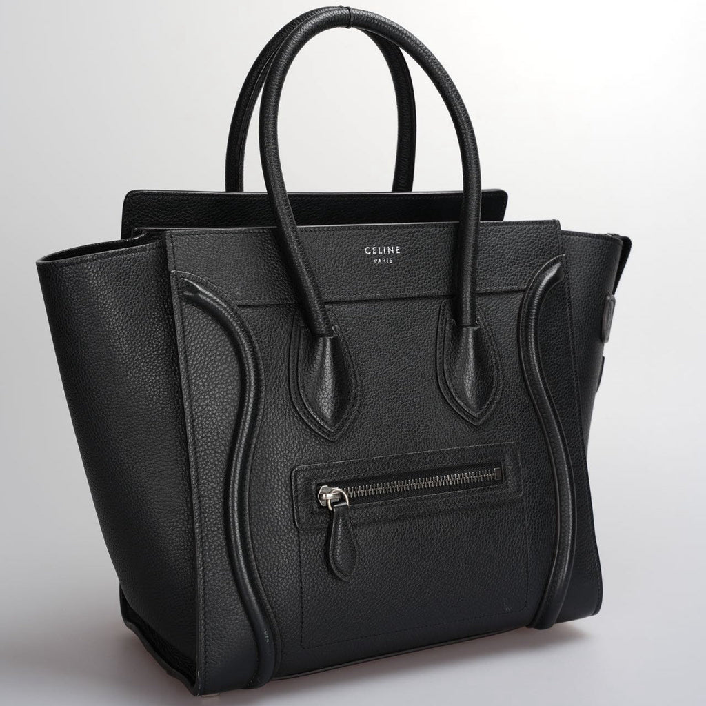 CELINE Micro Luggage Leather Handbag in Black
