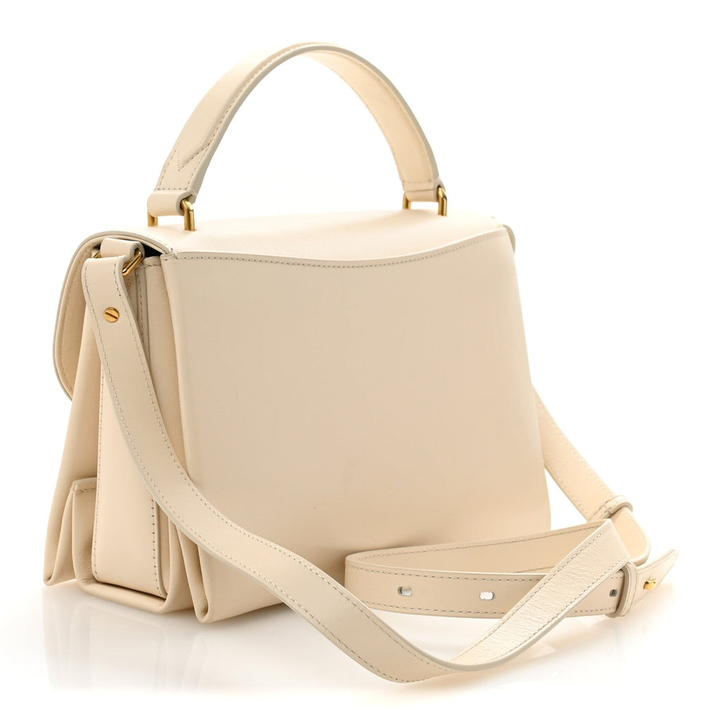 High Gloss Calfskin Lana Top Handle Eggshell