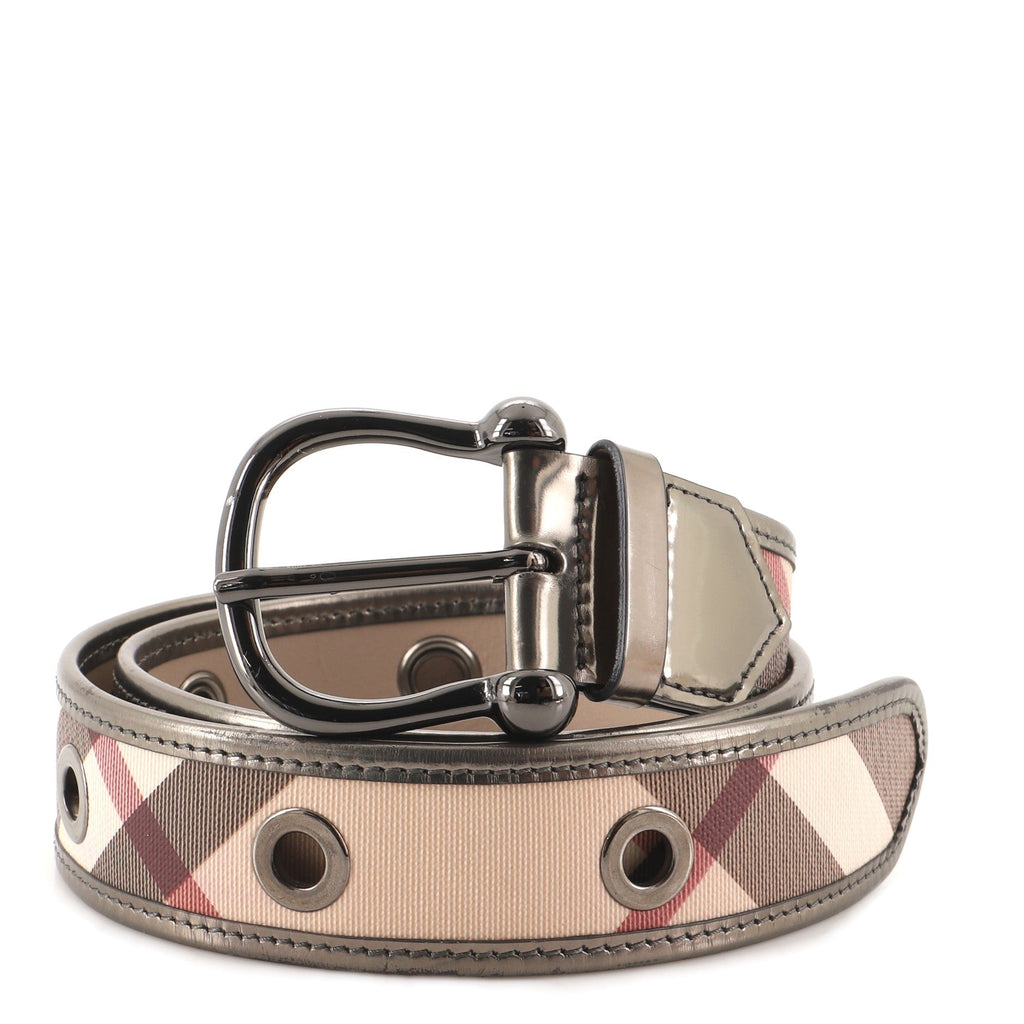 Round Buckle Belt Nova Check Canvas Wide 80
