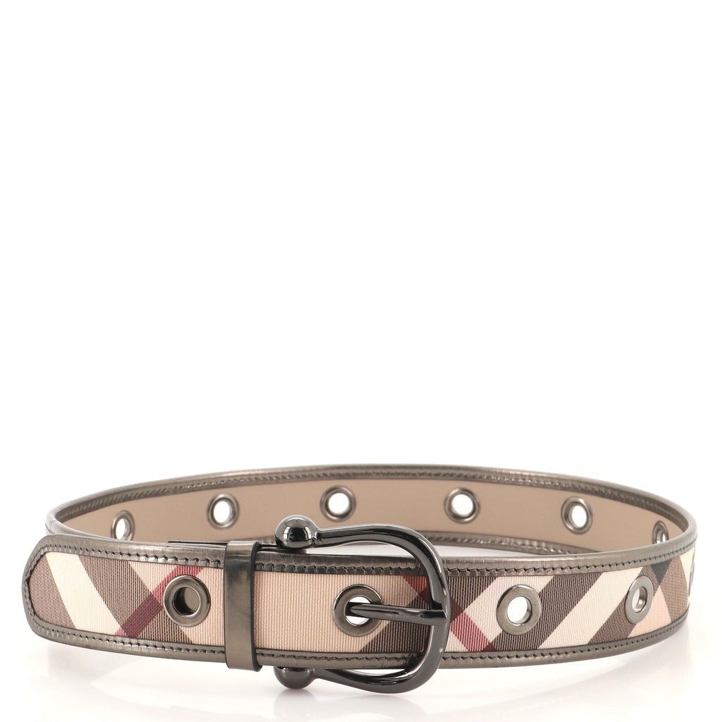 Round Buckle Belt Nova Check Canvas Wide 80