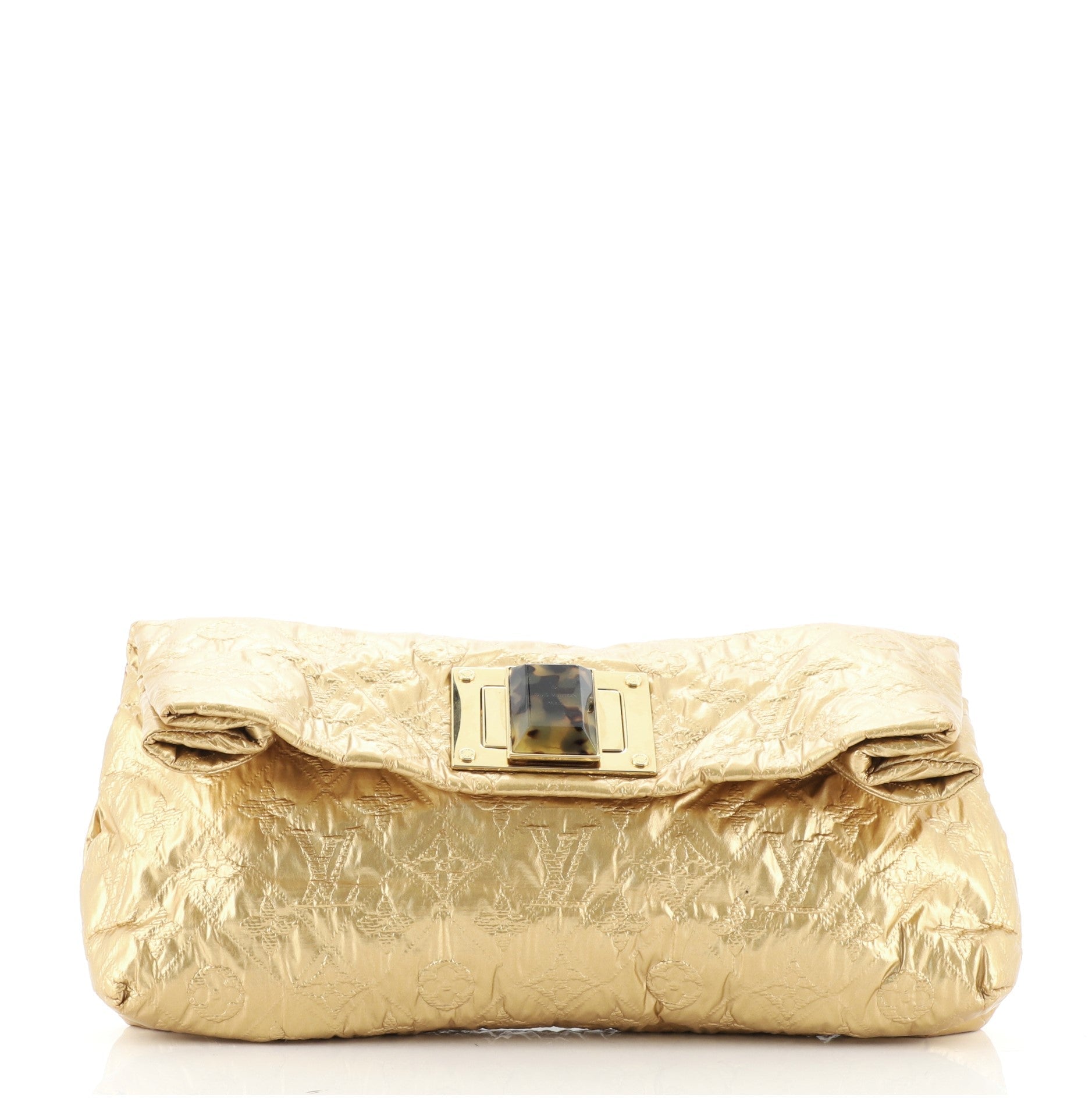 Altair Clutch Quilted Metallic Monogram Jacquard