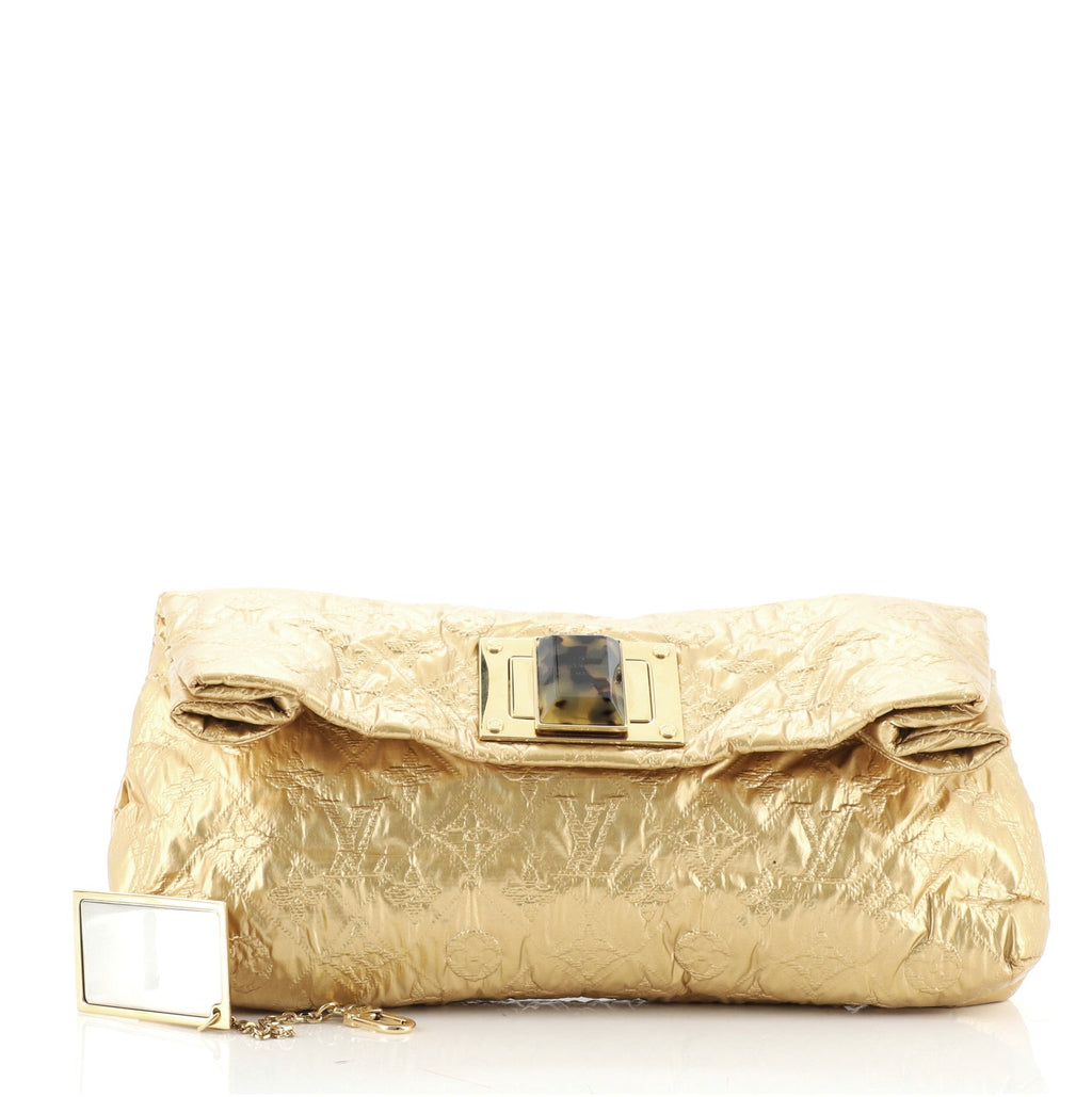 Altair Clutch Quilted Metallic Monogram Jacquard