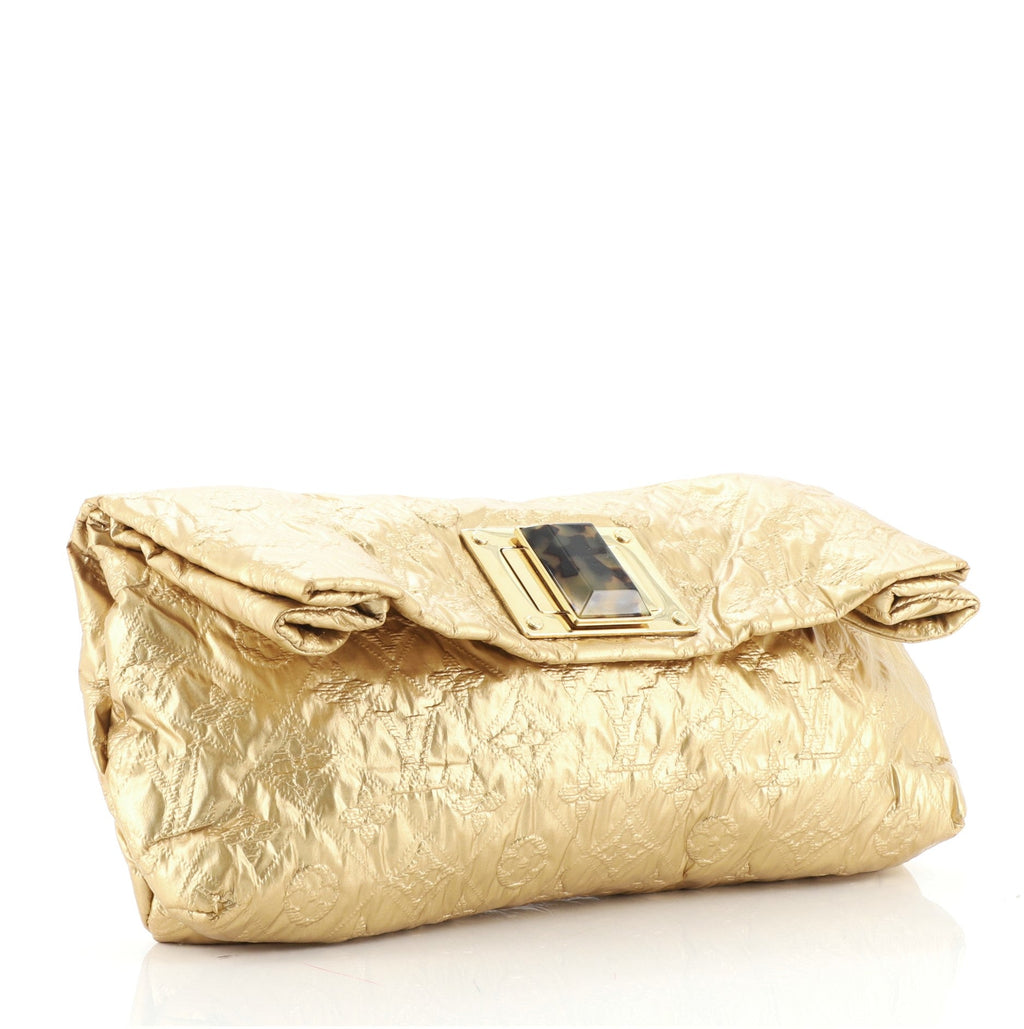 Altair Clutch Quilted Metallic Monogram Jacquard