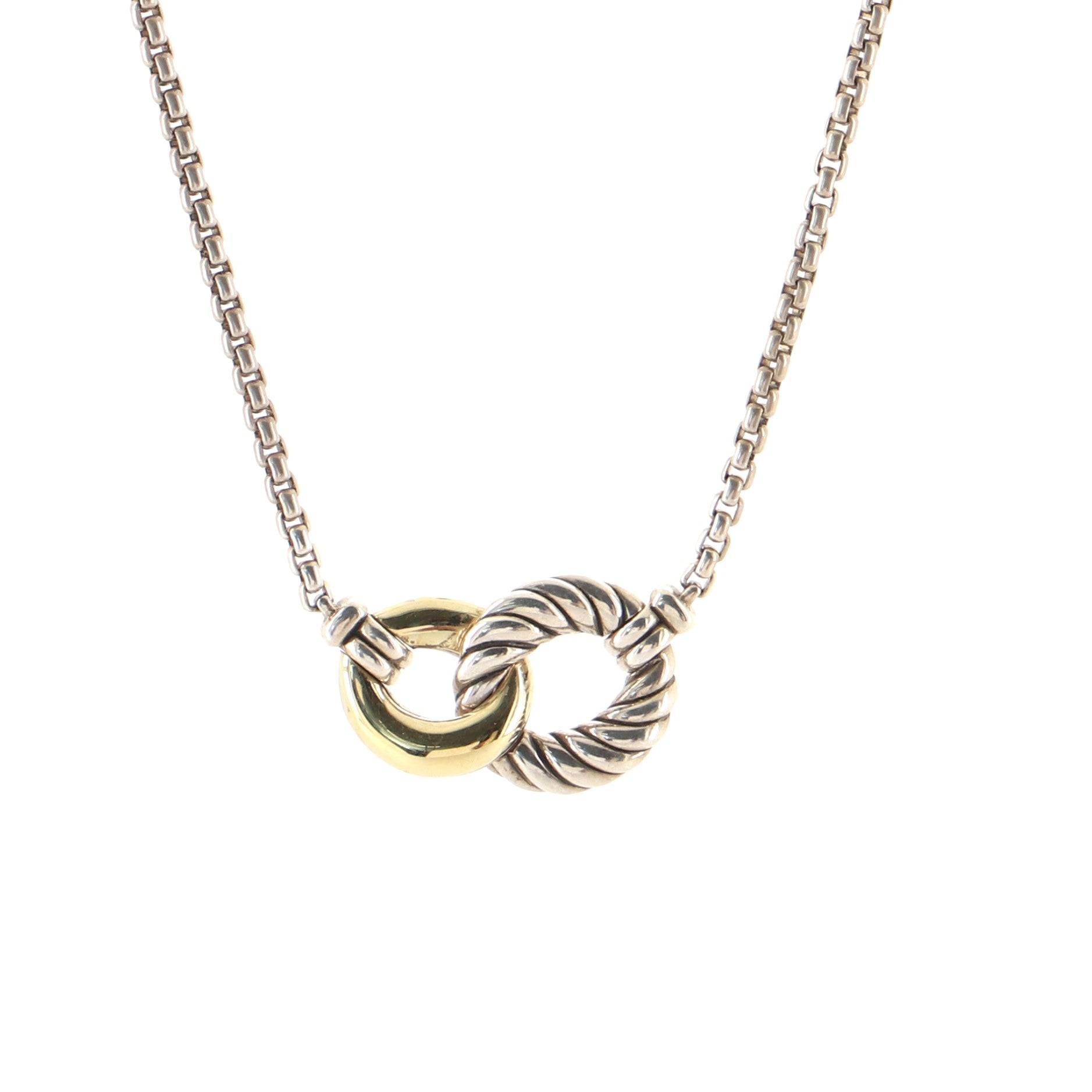 Belmont Double Curb Link Necklace Sterling Silver with 18K Yellow Gold