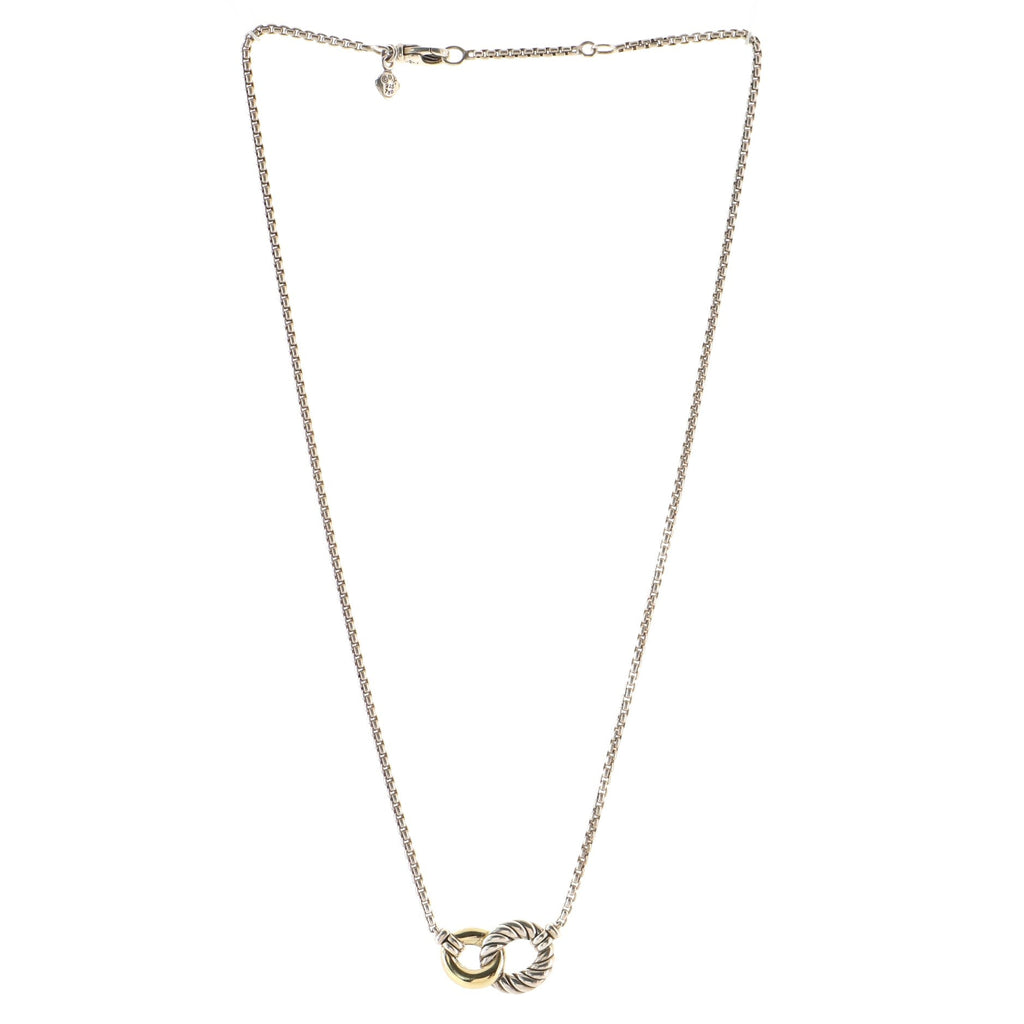 Belmont Double Curb Link Necklace Sterling Silver with 18K Yellow Gold