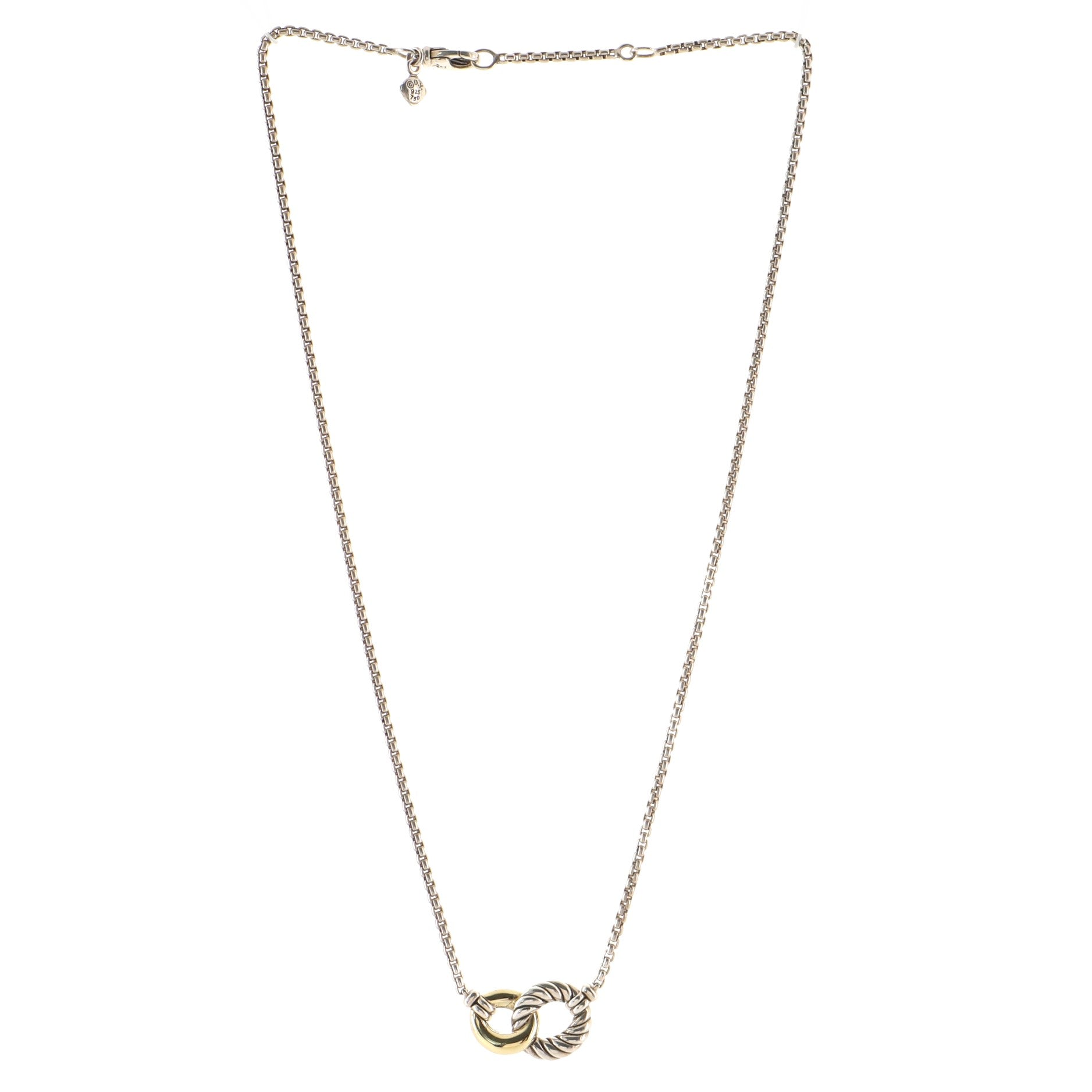 Belmont Double Curb Link Necklace Sterling Silver with 18K Yellow Gold