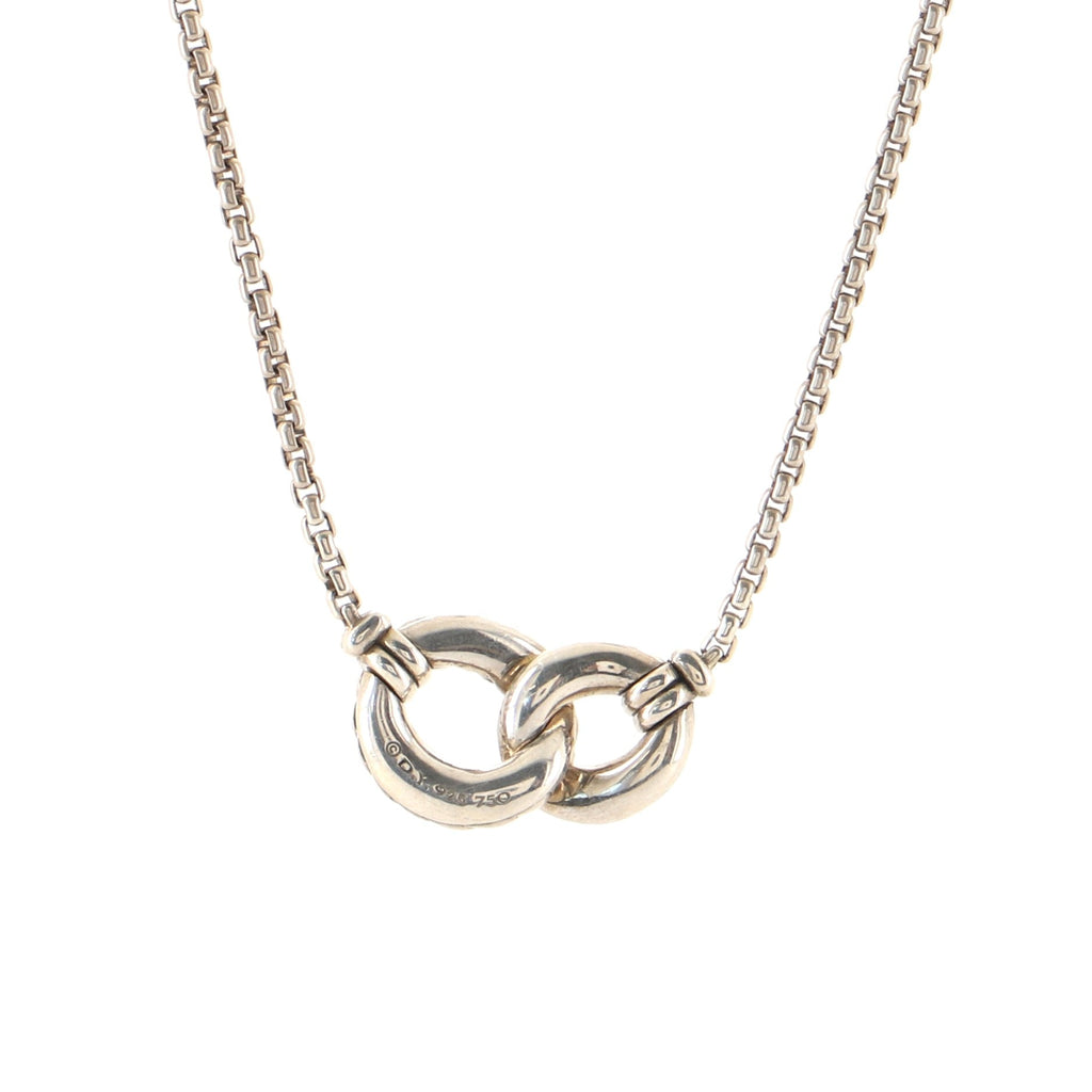Belmont Double Curb Link Necklace Sterling Silver with 18K Yellow Gold