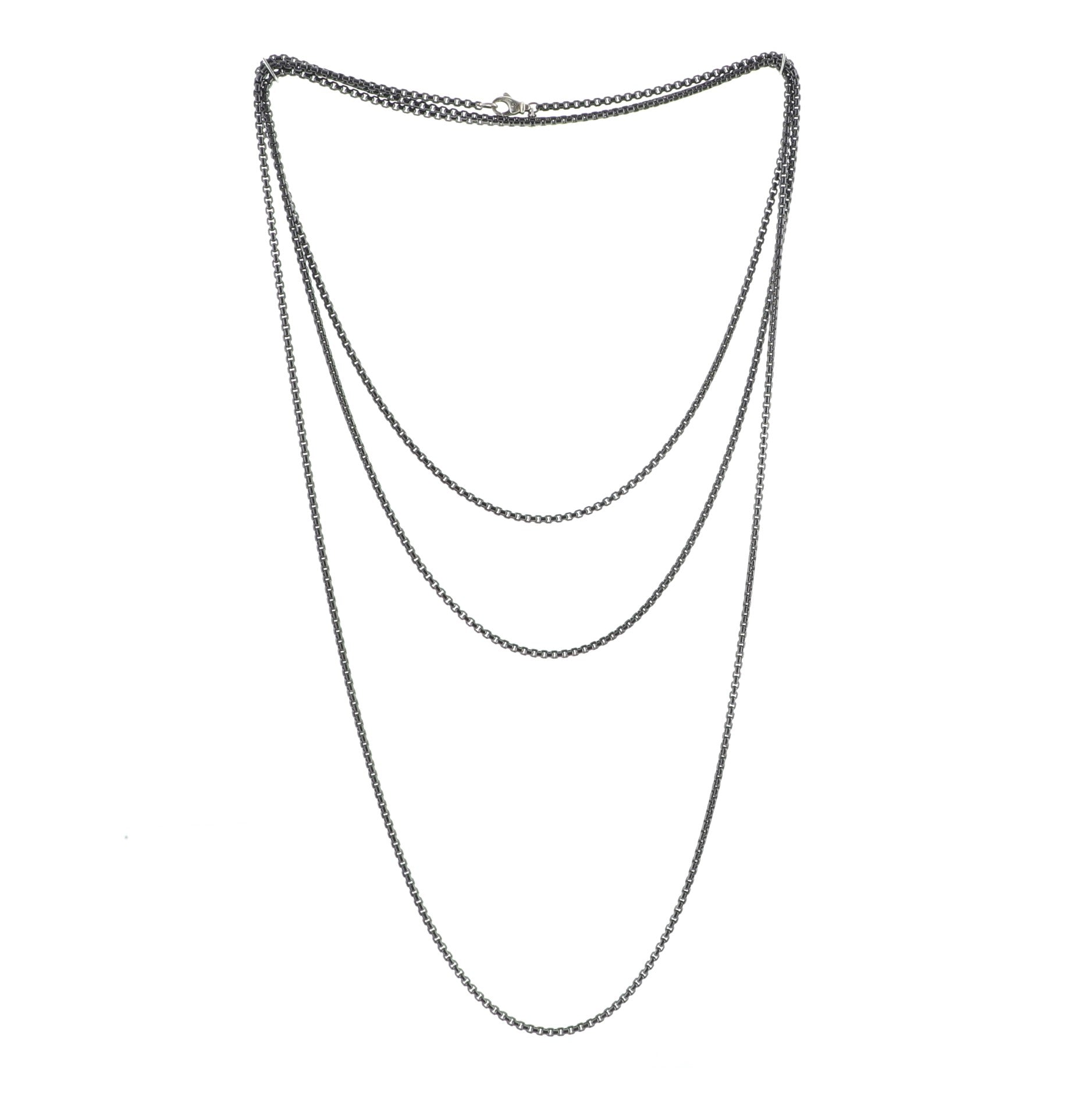 Long Box Chain Necklace Sterling Silver 2.3mm