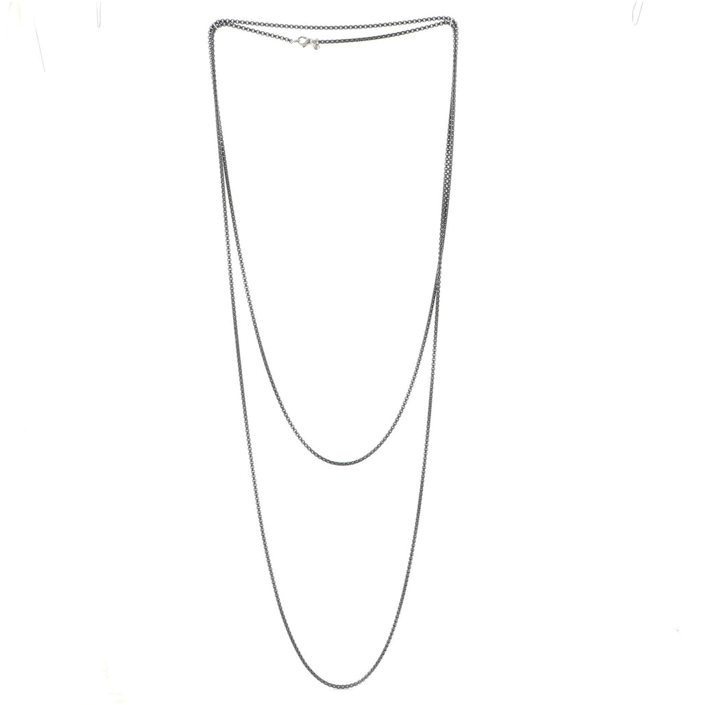 Long Box Chain Necklace Sterling Silver 2.3mm