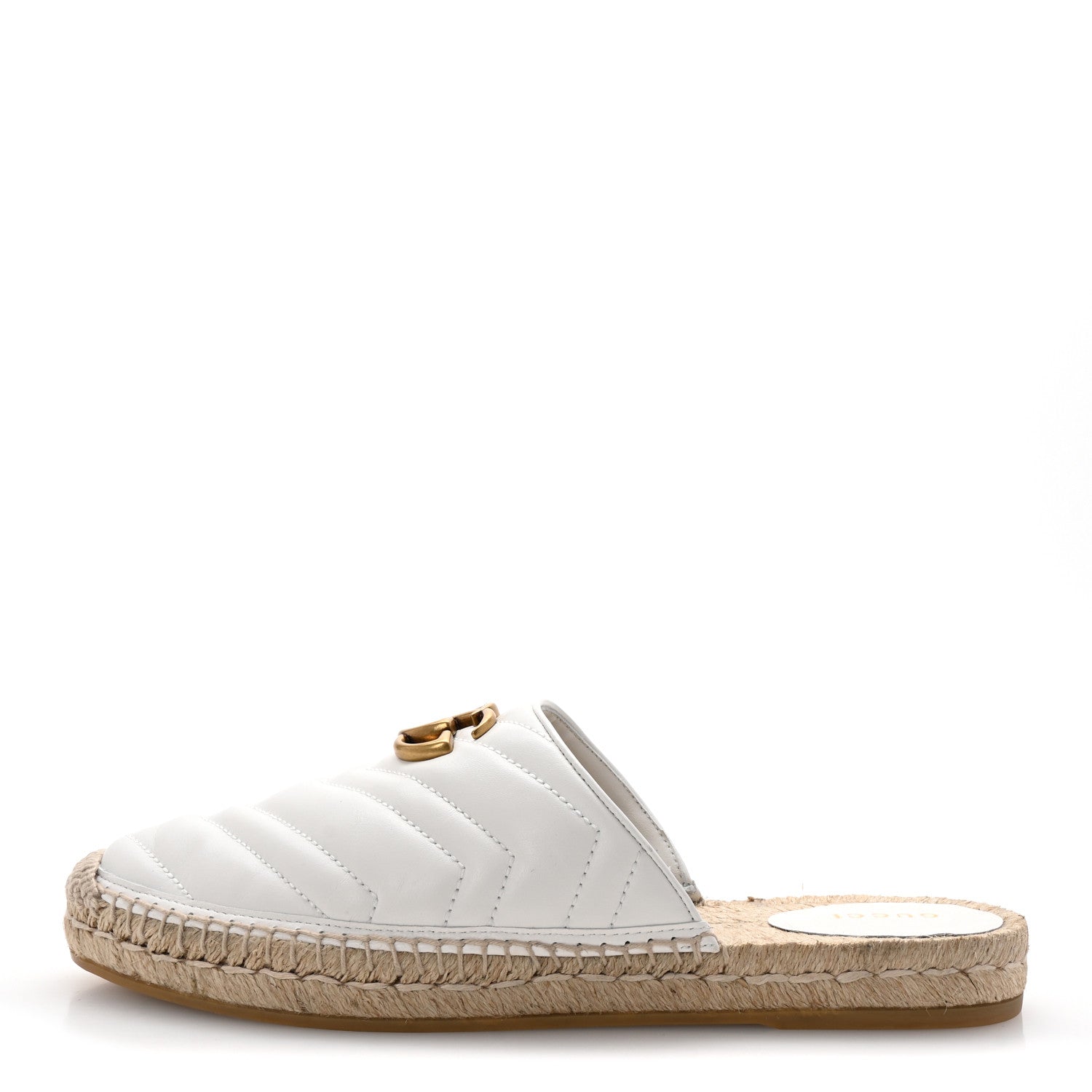 Nappa Matelasse GG Marmont Espadrille Slippers 40 Great White