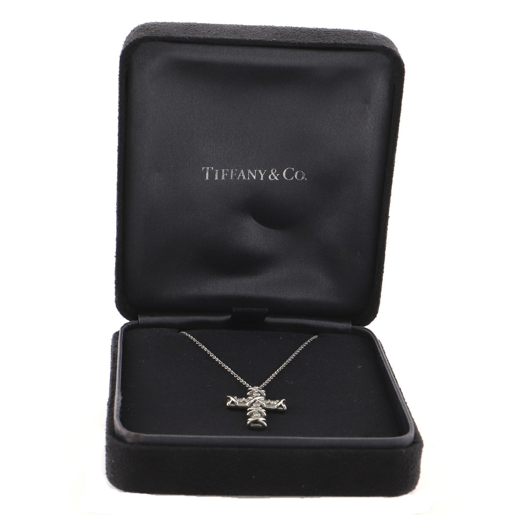 Schlumberger Ten Stone Cross Pendant Necklace Platinum and Diamonds