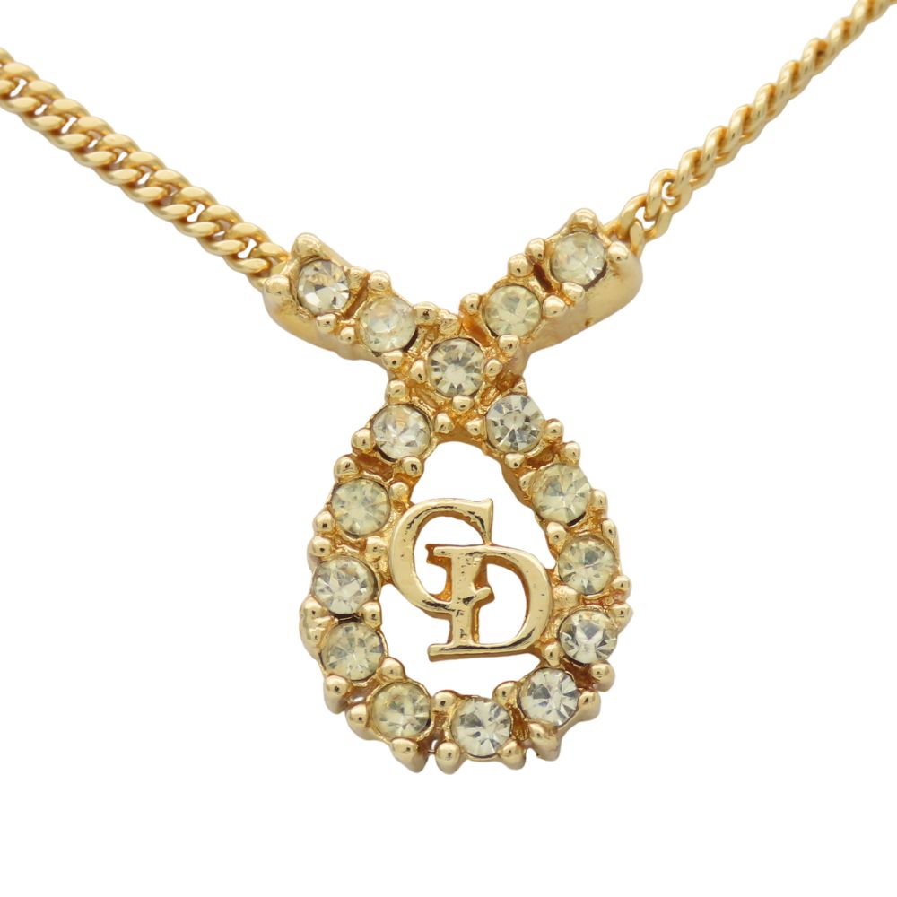 Christian Dior CD Logo Rhinestone Necklace