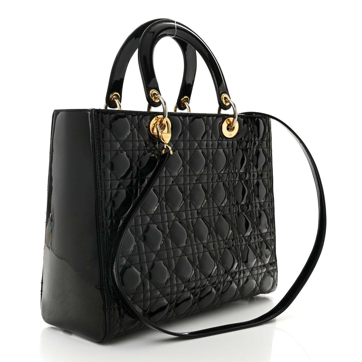 Patent Cannage Large Lady Dior Black