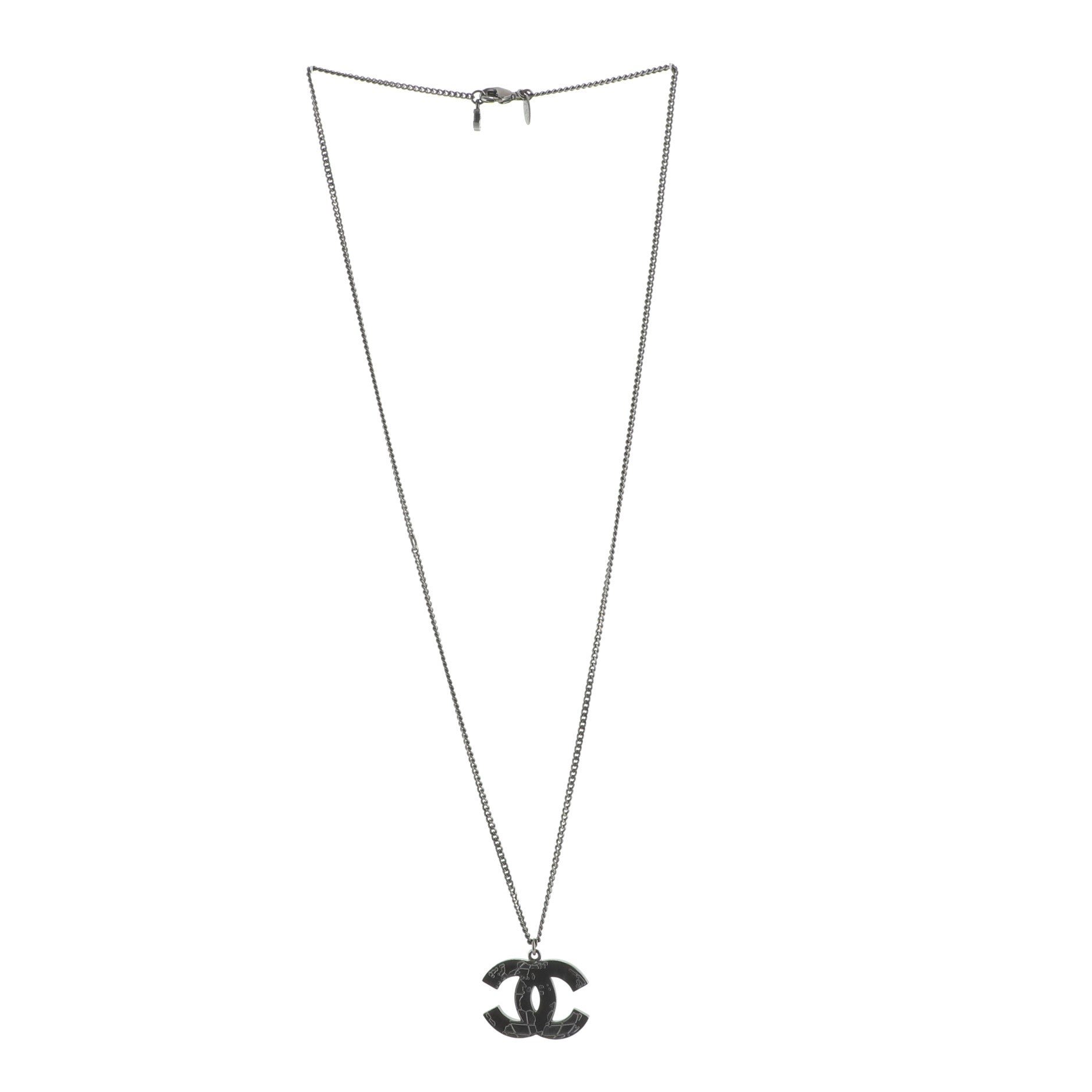 CC Map Pendant Necklace Metal with Enamel