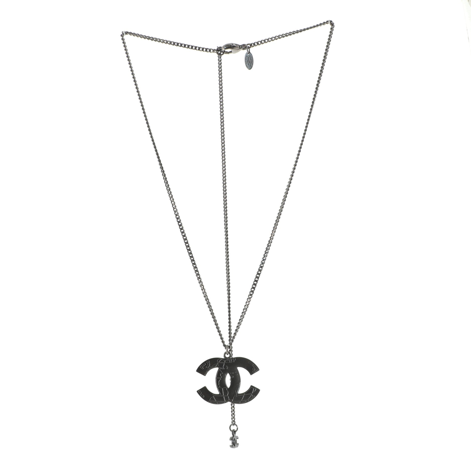 CC Map Pendant Necklace Metal with Enamel