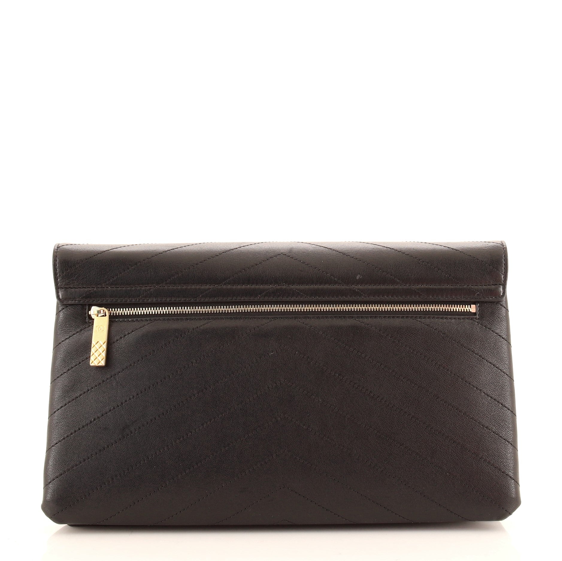 Coco Chevron Flap Clutch Stitched Calfskin