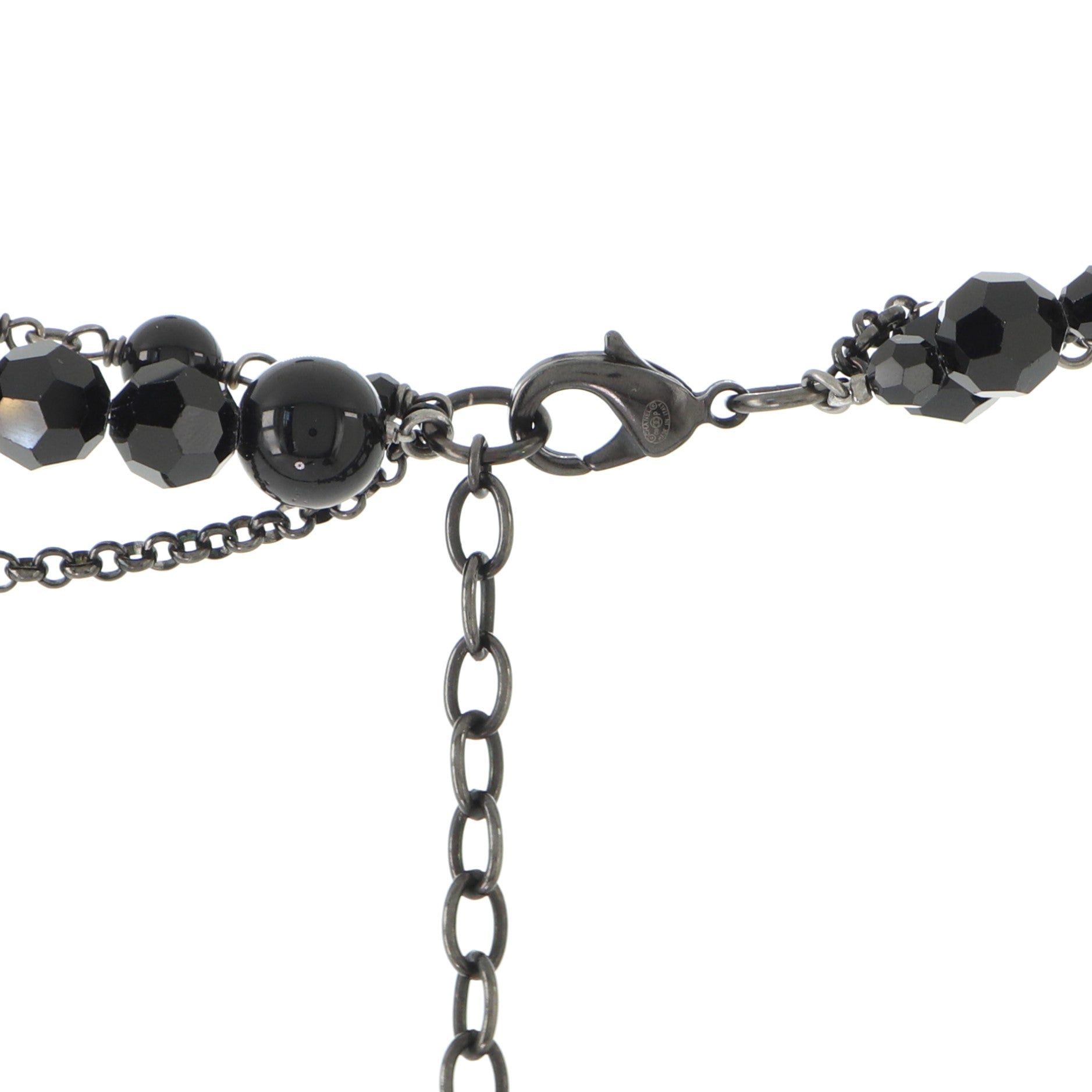 CC Triple Strand Necklace Ruthenium with Crystals and Beads