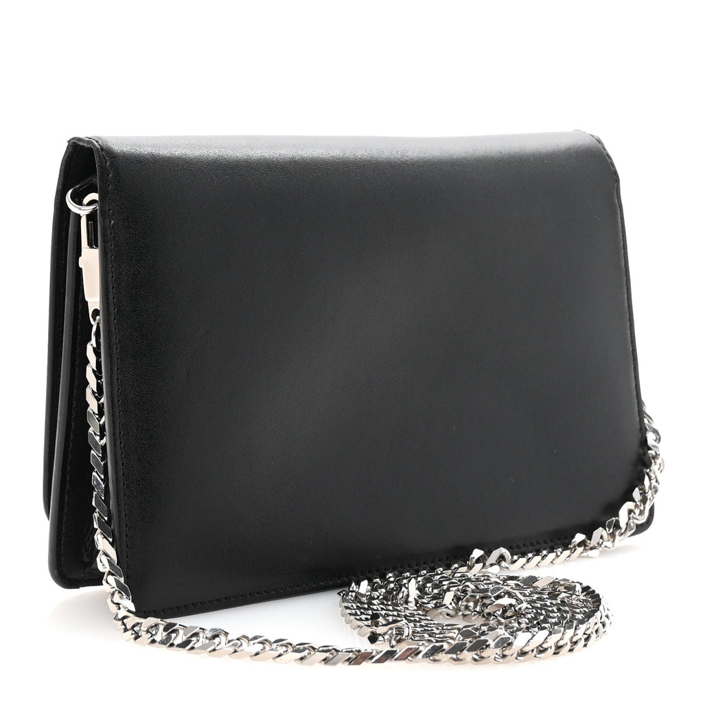 Calfskin Star Pandora Chain Wallet Black